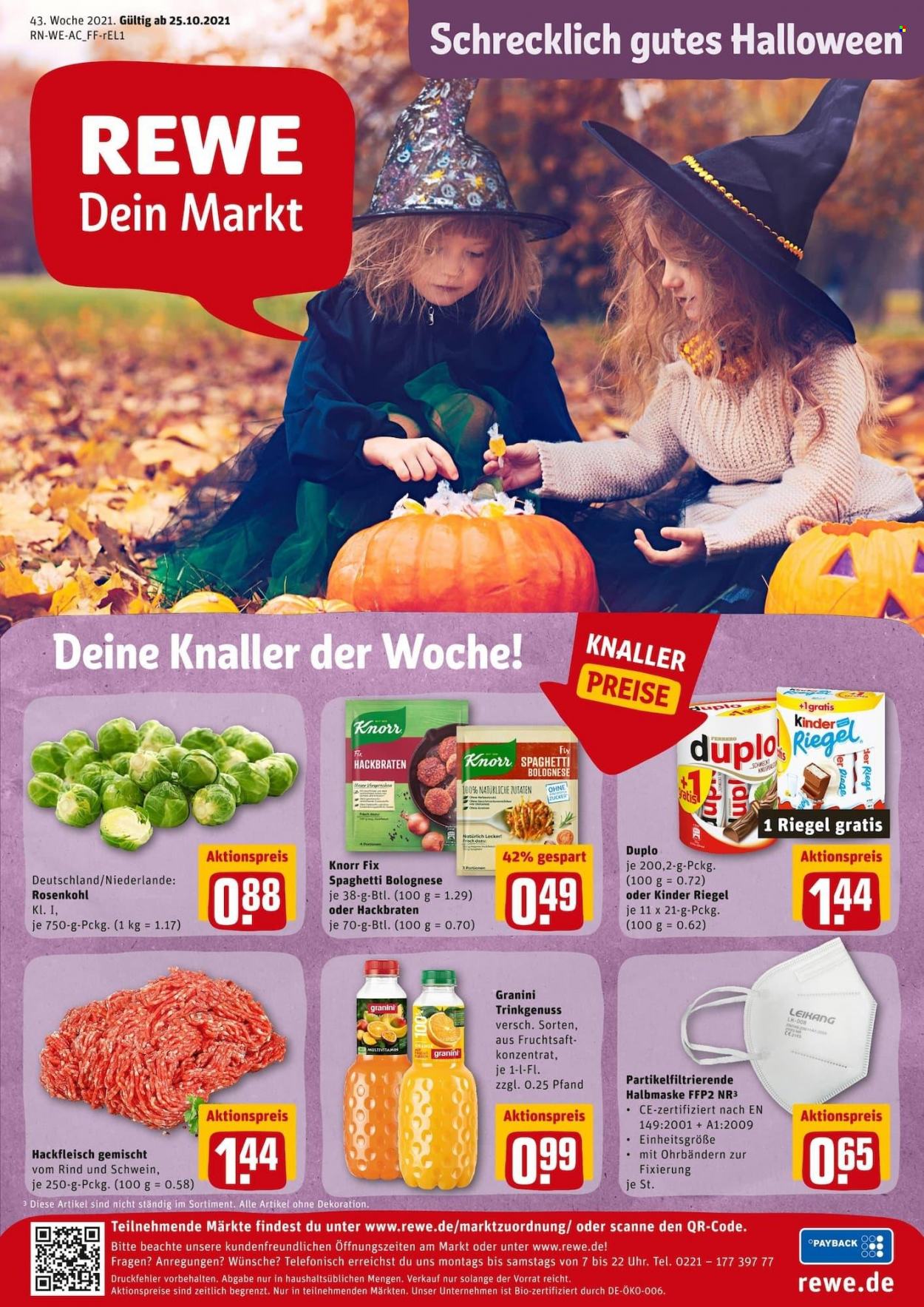 REWE Prospekte  - 25.10.2021 - 30.10.2021. Seite 1