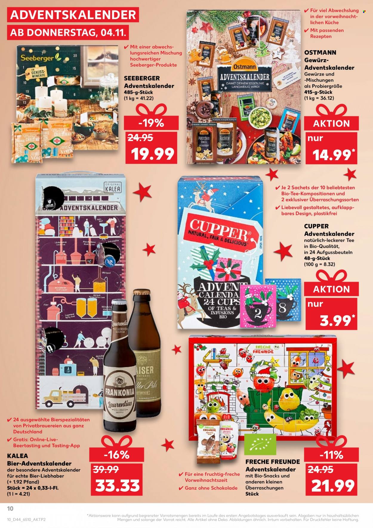 thumbnail - Prospekte Kaufland - 4.11.2021 - 10.11.2021 - Produkte in Aktion - Bier, Adventskalender, Schokolade, Tee. Seite 10.