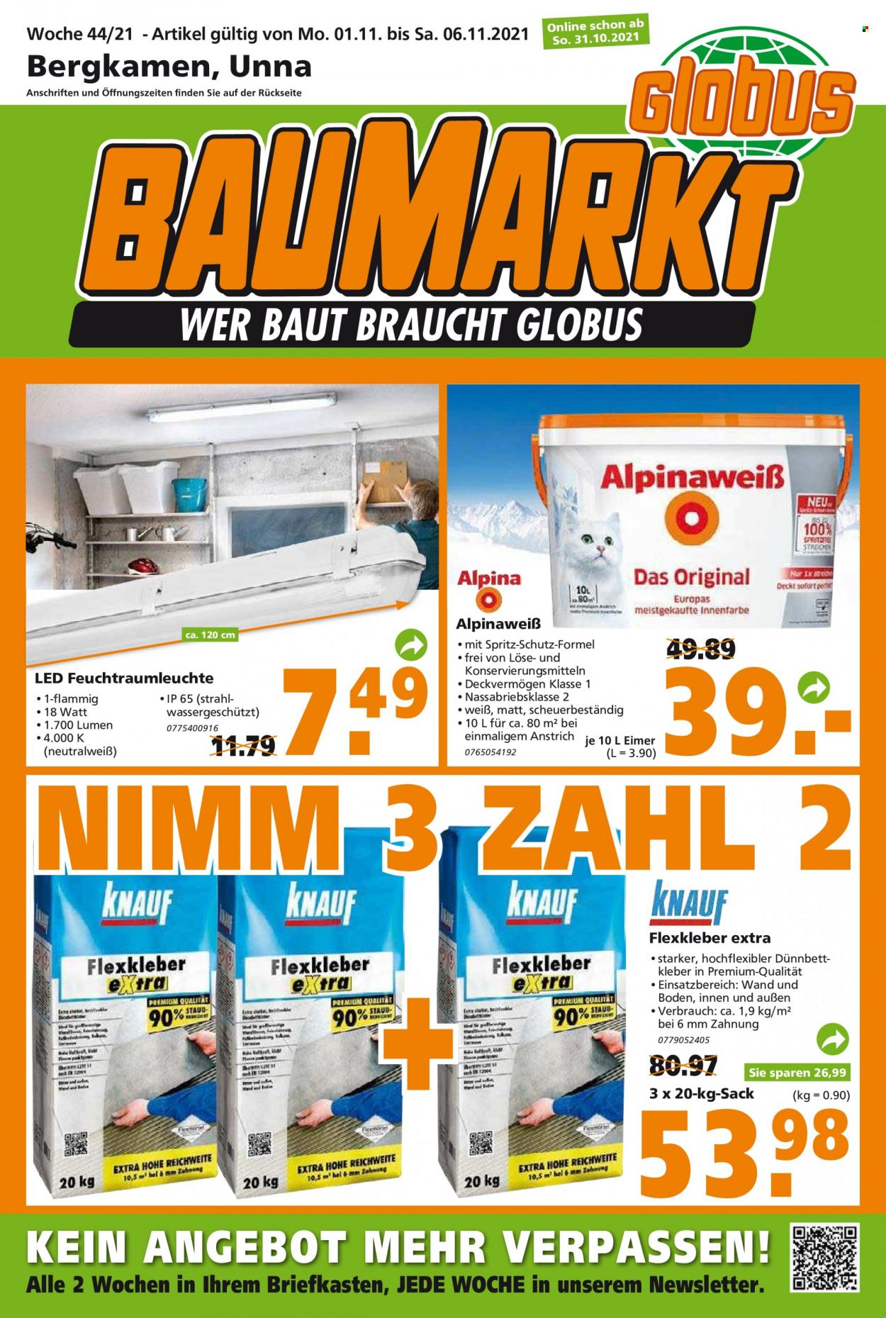 Globus Baumarkt Prospekte  - 1.11.2021 - 6.11.2021. Seite 1