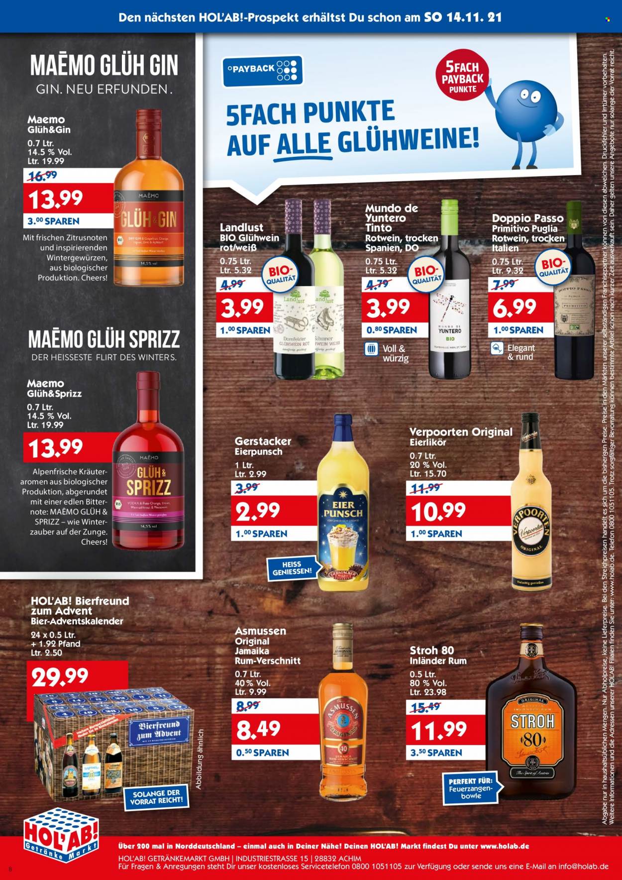 Hol'ab! Getränkemarkt Prospekte  - 8.11.2021 - 13.11.2021. Seite 8