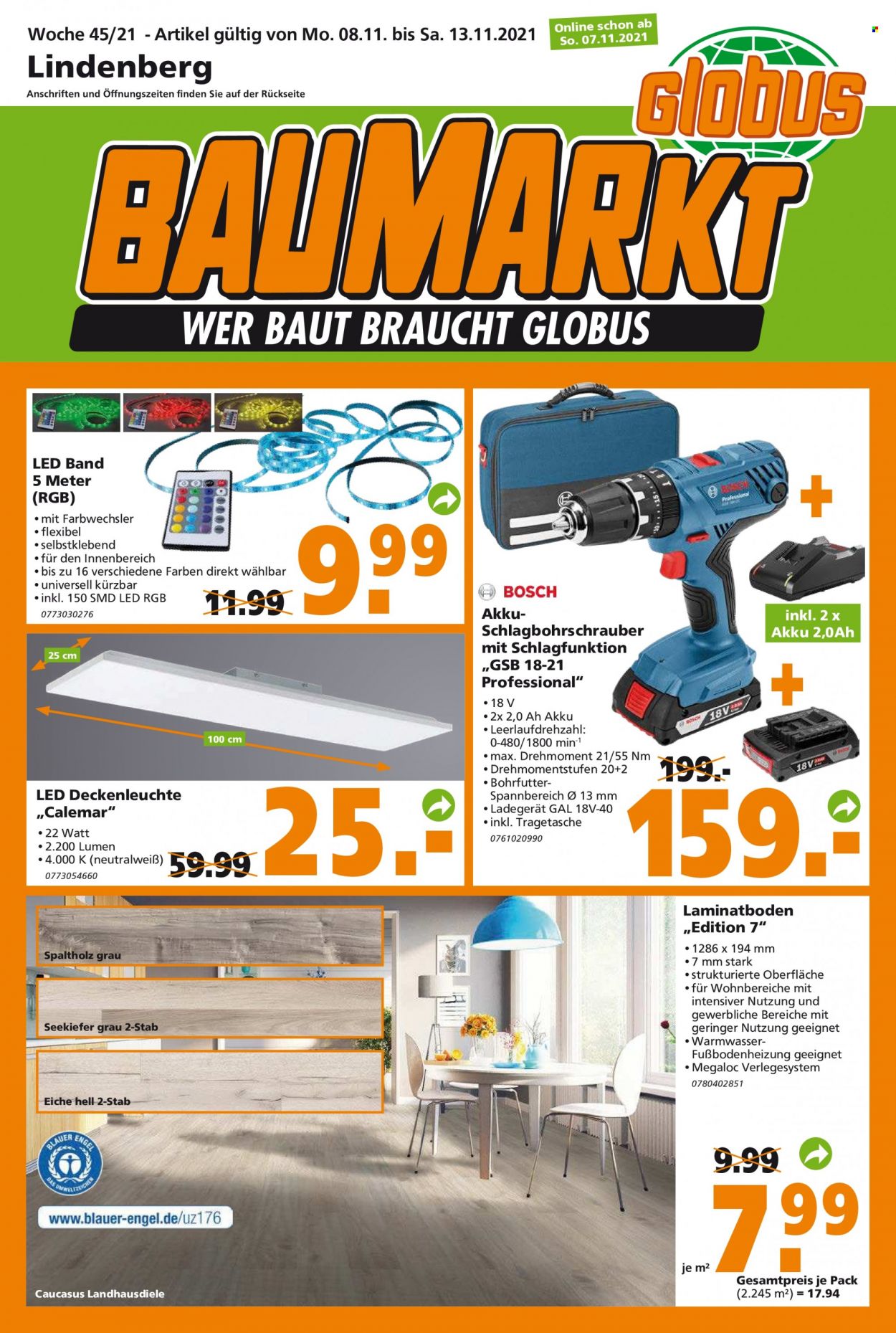 Globus Baumarkt Prospekte  - 8.11.2021 - 13.11.2021. Seite 1