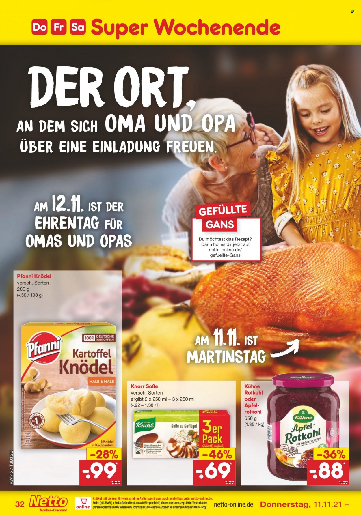Netto Marken-Discount Prospekte  - 8.11.2021 - 13.11.2021. Seite 32