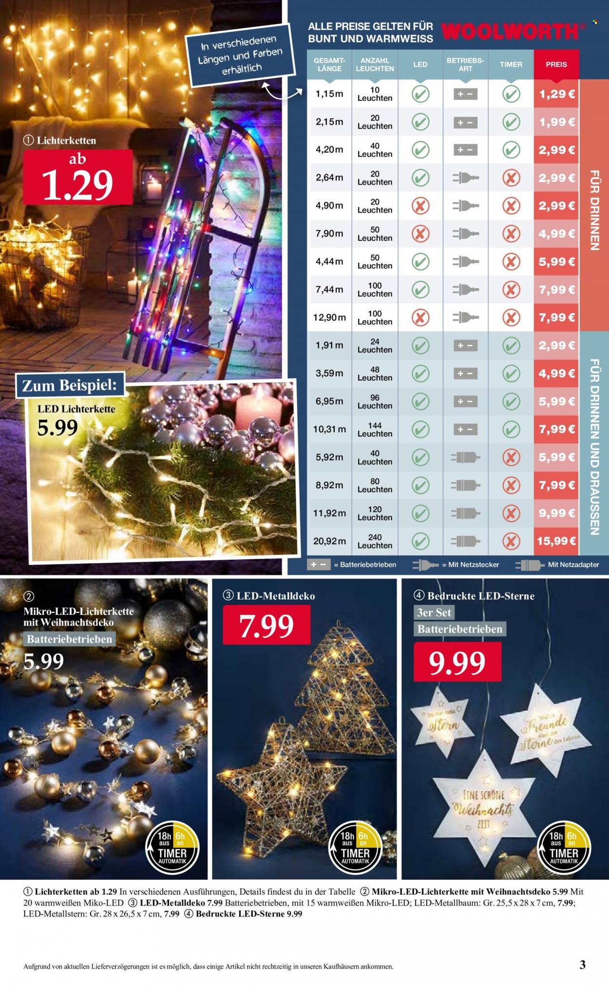 thumbnail - Prospekte Woolworth - 20.11.2021 - 27.11.2021 - Produkte in Aktion - Weihnachts-Deko, LED-Metallstern, Lichterkette, LED Lichterkette. Seite 3.