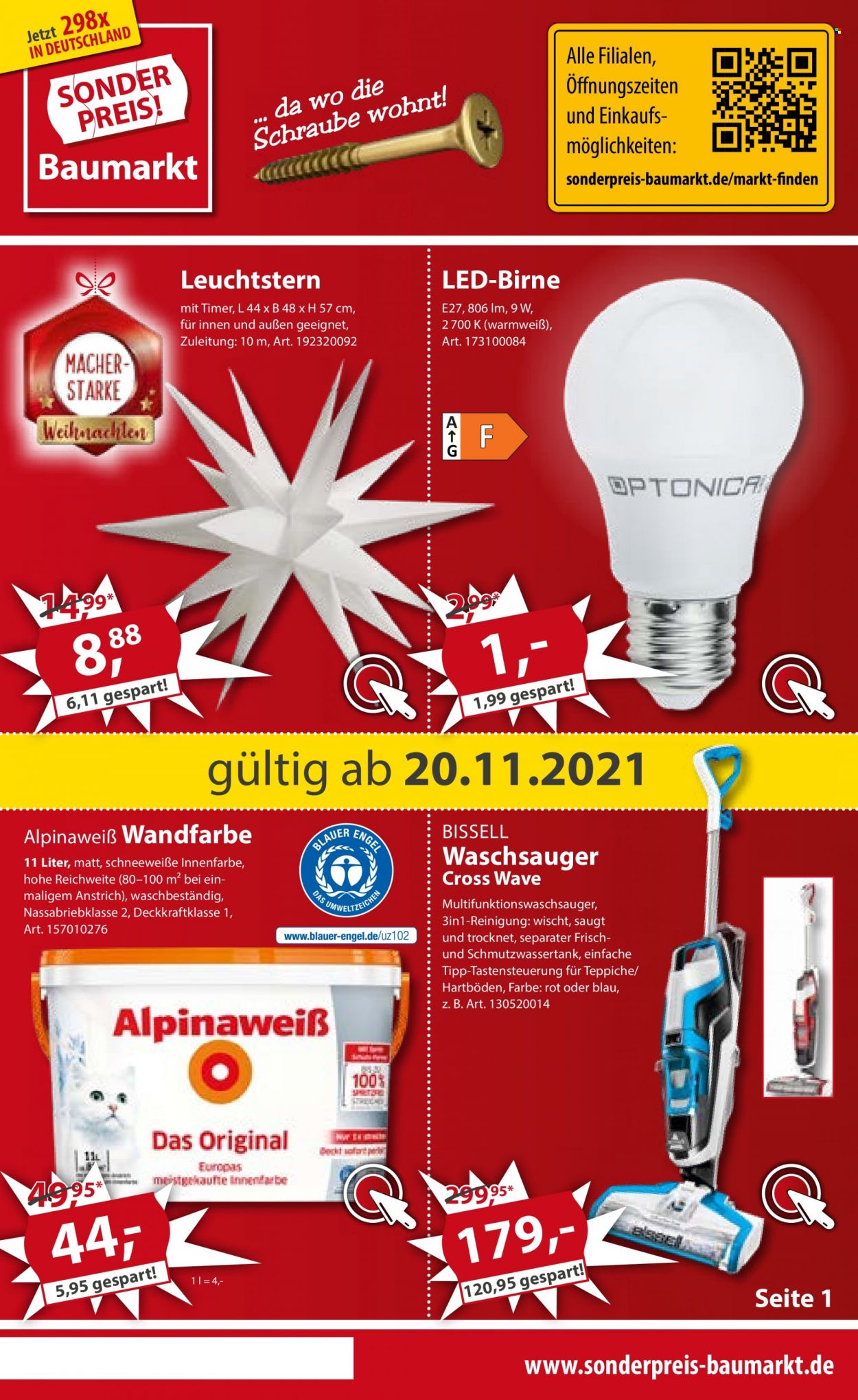 Sonderpreis-Baumarkt Prospekte  - 20.11.2021 - 26.11.2021. Seite 1