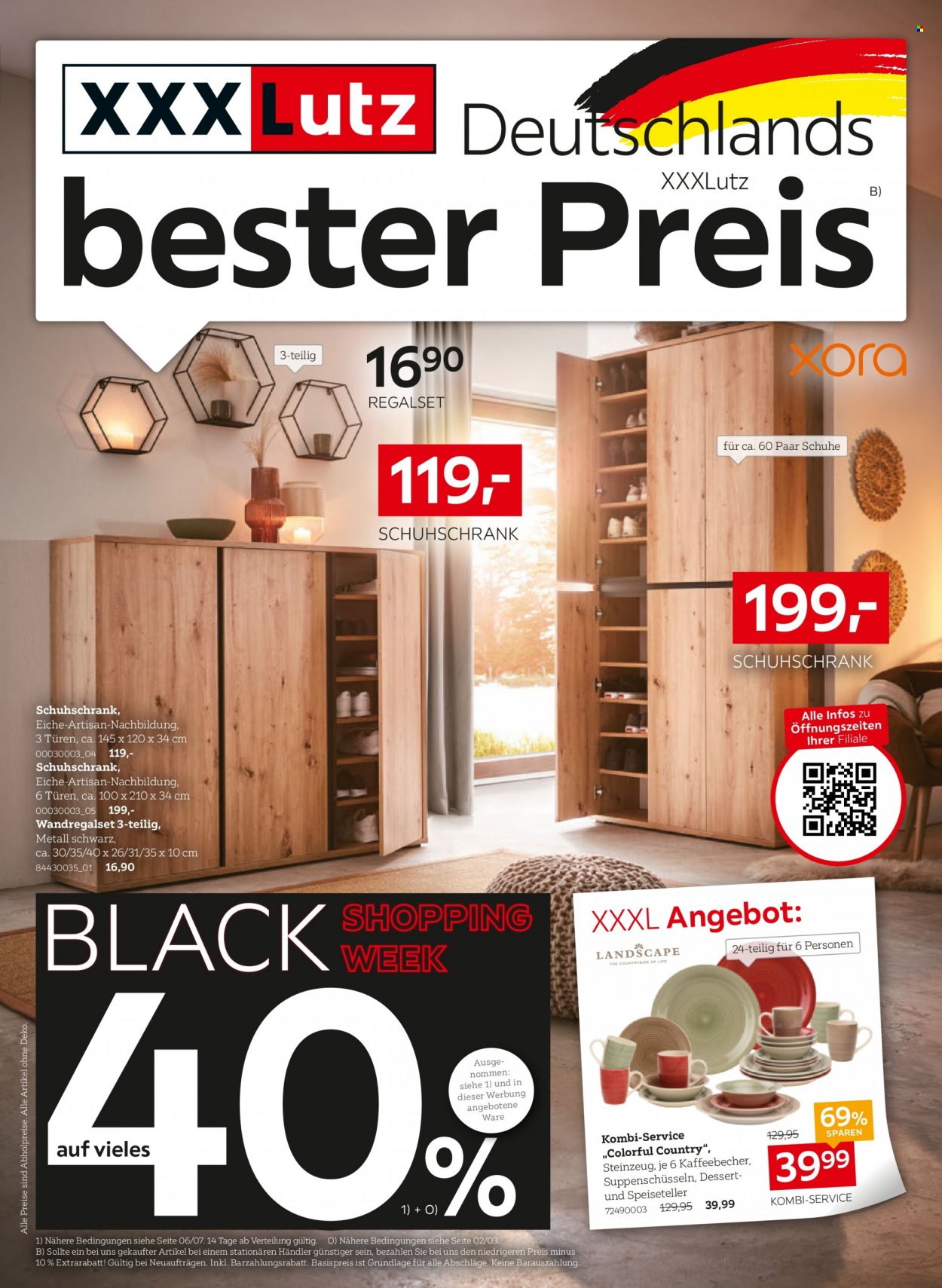 thumbnail - Prospekte XXXLutz - 14.11.2021 - 28.11.2021 - Produkte in Aktion - Speiseteller, Schuhschrank. Seite 1.