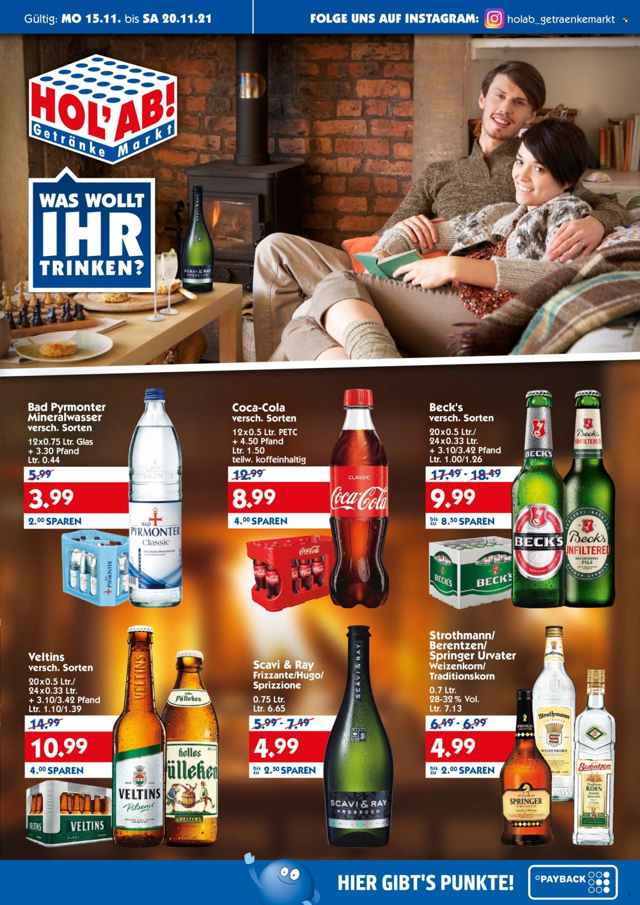 Hol'ab! Getränkemarkt Prospekte  - 15.11.2021 - 20.11.2021. Seite 1