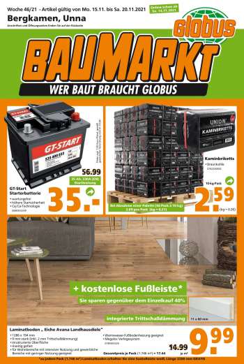 Prospekte Globus Baumarkt - 15.11.2021 - 20.11.2021.