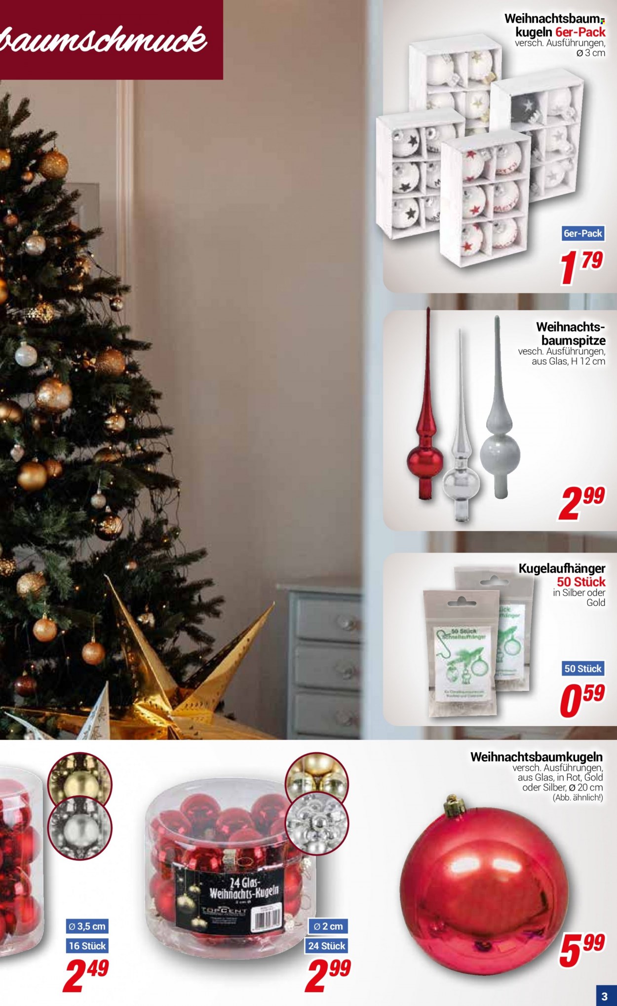 thumbnail - Prospekte CENTERSHOP - Produkte in Aktion - Baumschmuck, Baumspitze, Weihnachtsbaum. Seite 3.