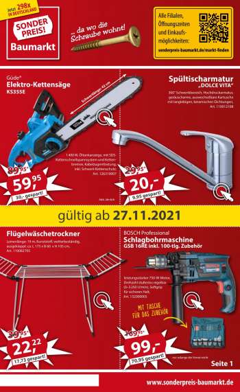 Prospekte Sonderpreis-Baumarkt - 27.11.2021 - 3.12.2021.