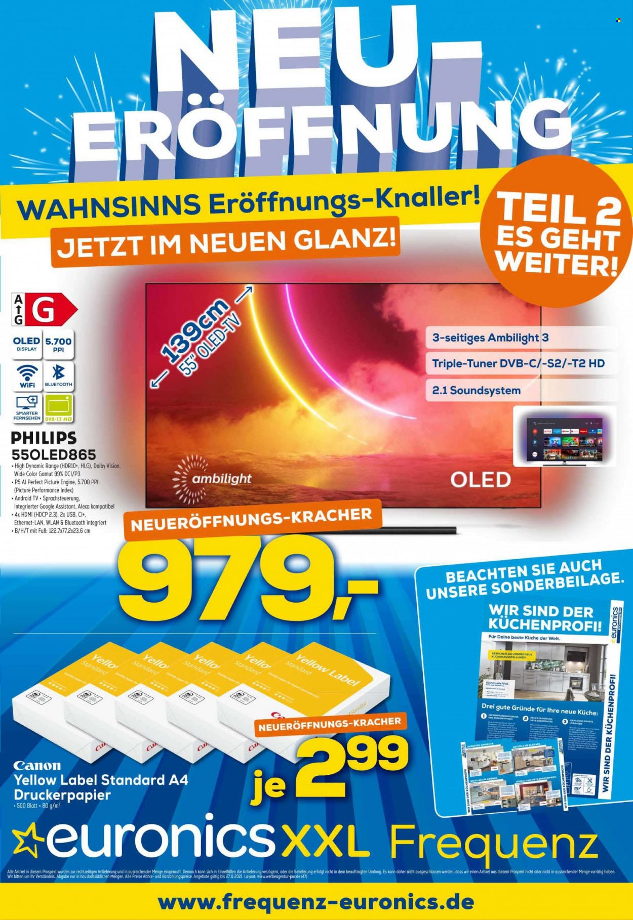 thumbnail - Prospekte Euronics - 21.11.2021 - 27.11.2021 - Produkte in Aktion - Philips, Android TV, Oled-TV, Canon. Seite 1.