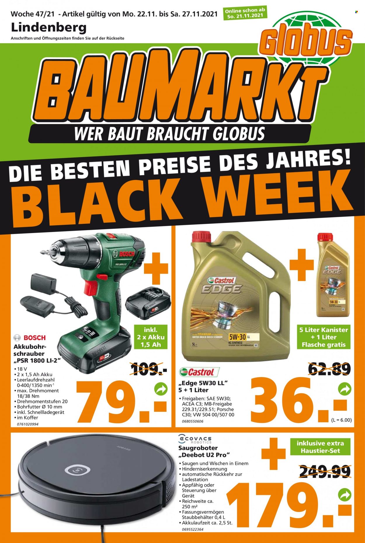 Globus Baumarkt Prospekte  - 22.11.2021 - 27.11.2021. Seite 1