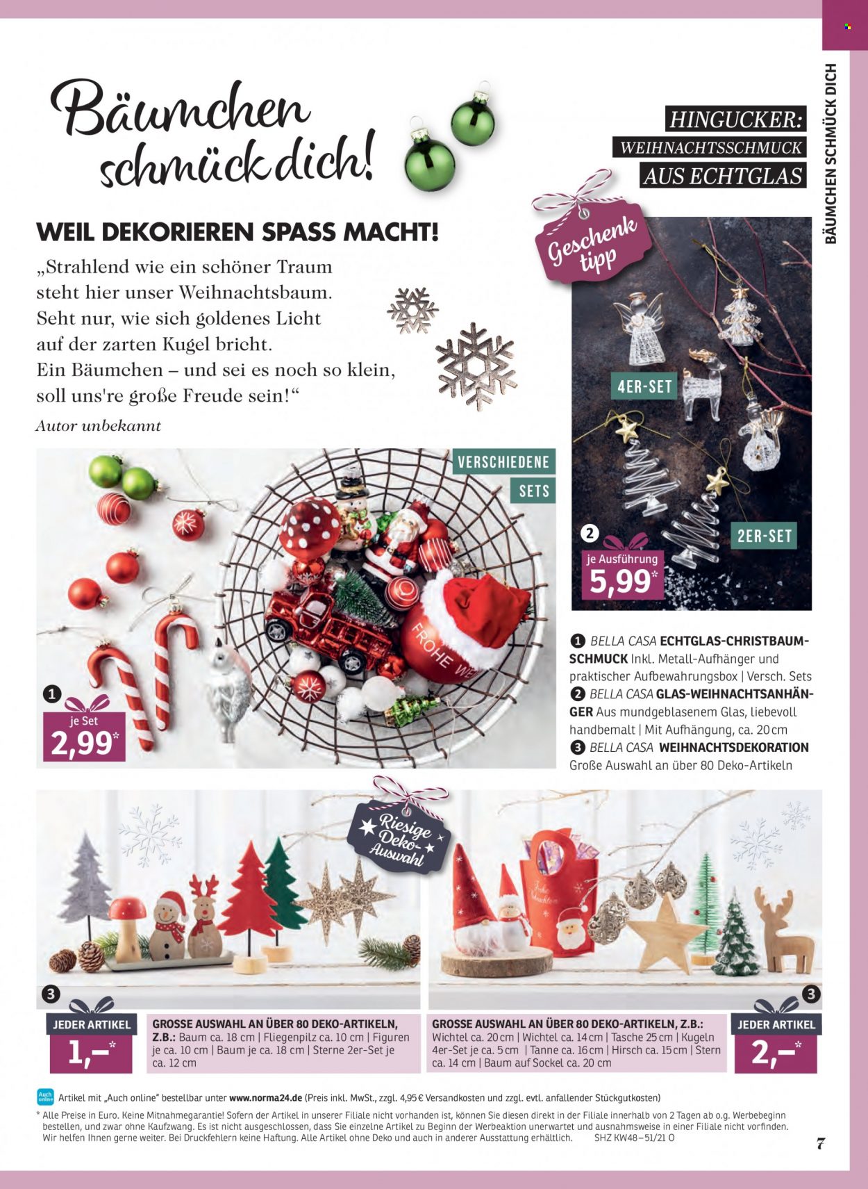 thumbnail - Prospekte Norma - Produkte in Aktion - Aufbewahrungsbox, Wichtel, Weihnachtsbaum, Kugel, Tasche, Schmuck. Seite 7.