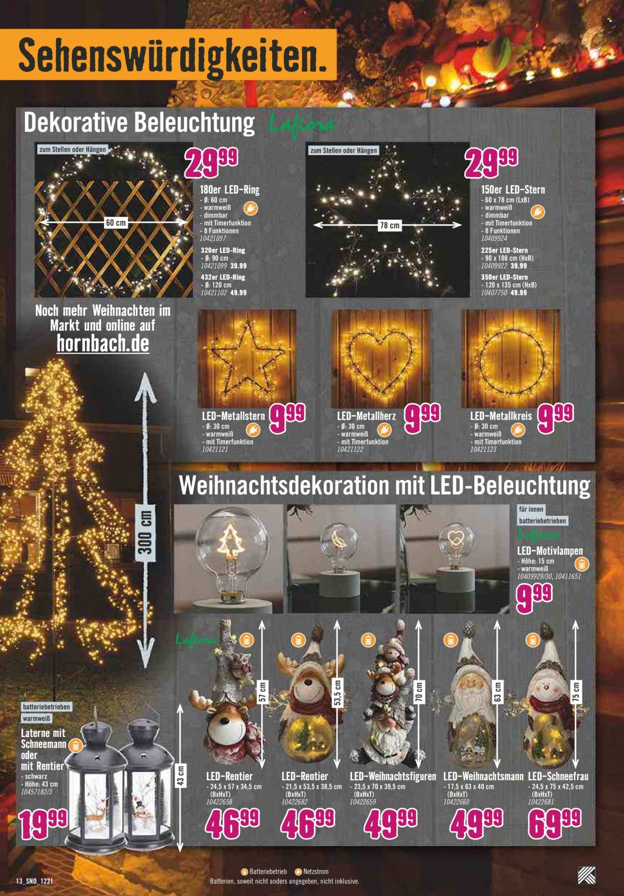 thumbnail - Prospekte Hornbach - 25.11.2021 - 24.12.2021 - Produkte in Aktion - Vorhang, LED-Metallstern, Lichterkette, Weihnachtsbeleuchtung, Laterne. Seite 13.