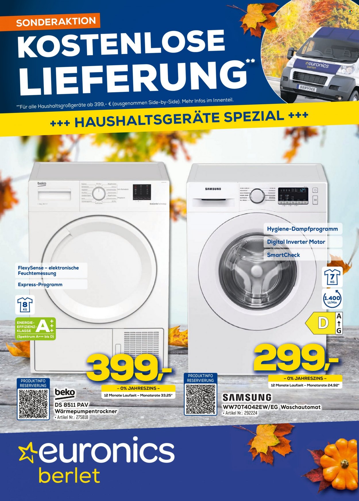 thumbnail - Prospekte Euronics - 27.11.2021 - 4.12.2021 - Produkte in Aktion - Beko, Samsung, Waschmaschine, Wärmepumpentrockner. Seite 1.