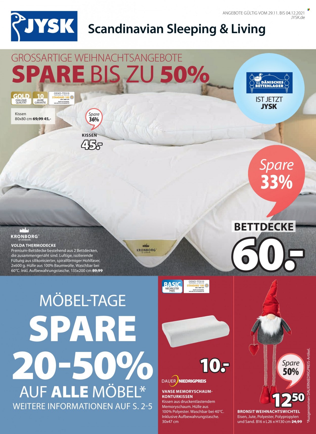 JYSK Prospekte  - 29.11.2021 - 4.12.2021. Seite 1