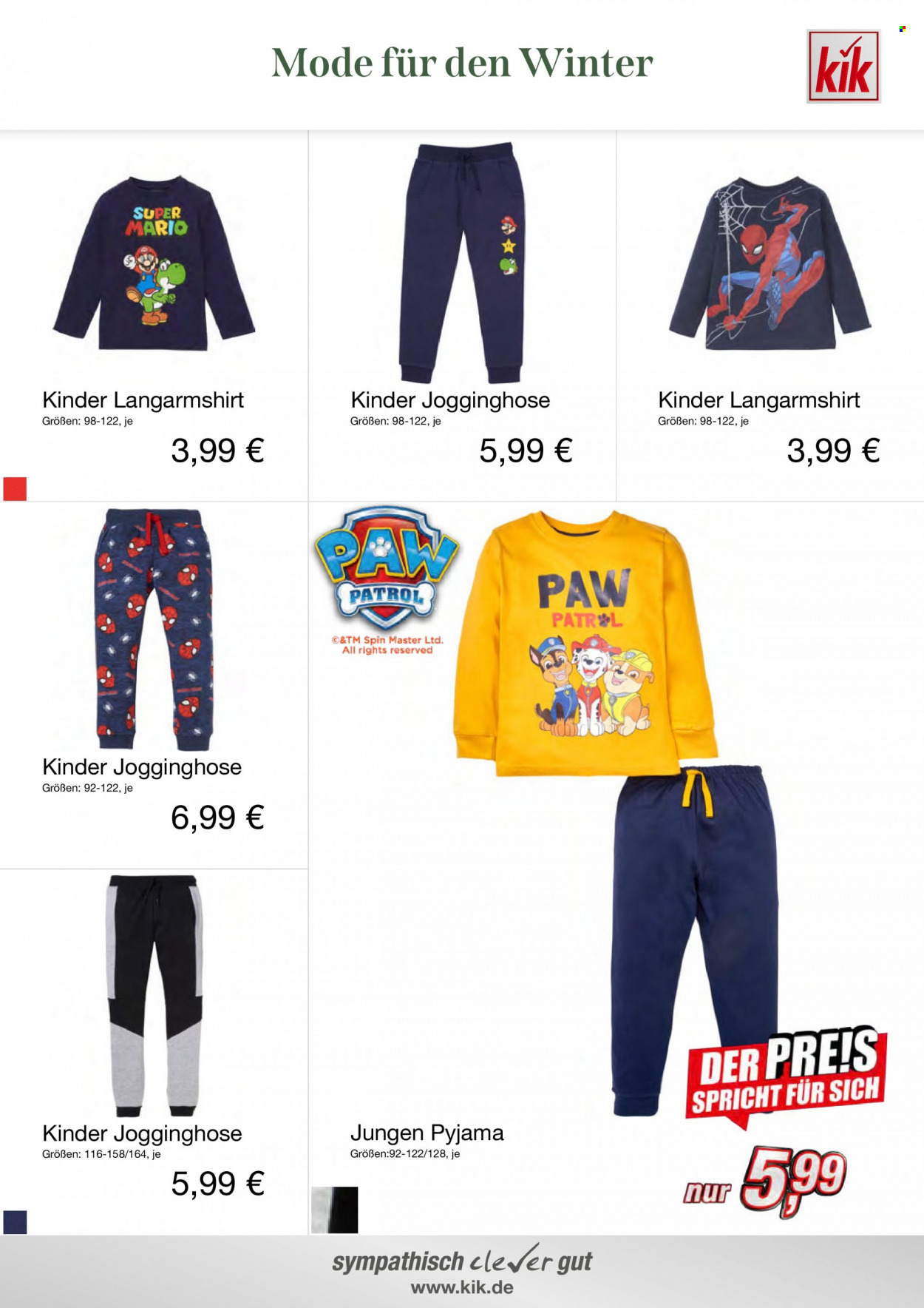 thumbnail - Prospekte Kik - Produkte in Aktion - Jogginghose, Kinder Jogginghose, Langarmshirt, Pyjama. Seite 4.
