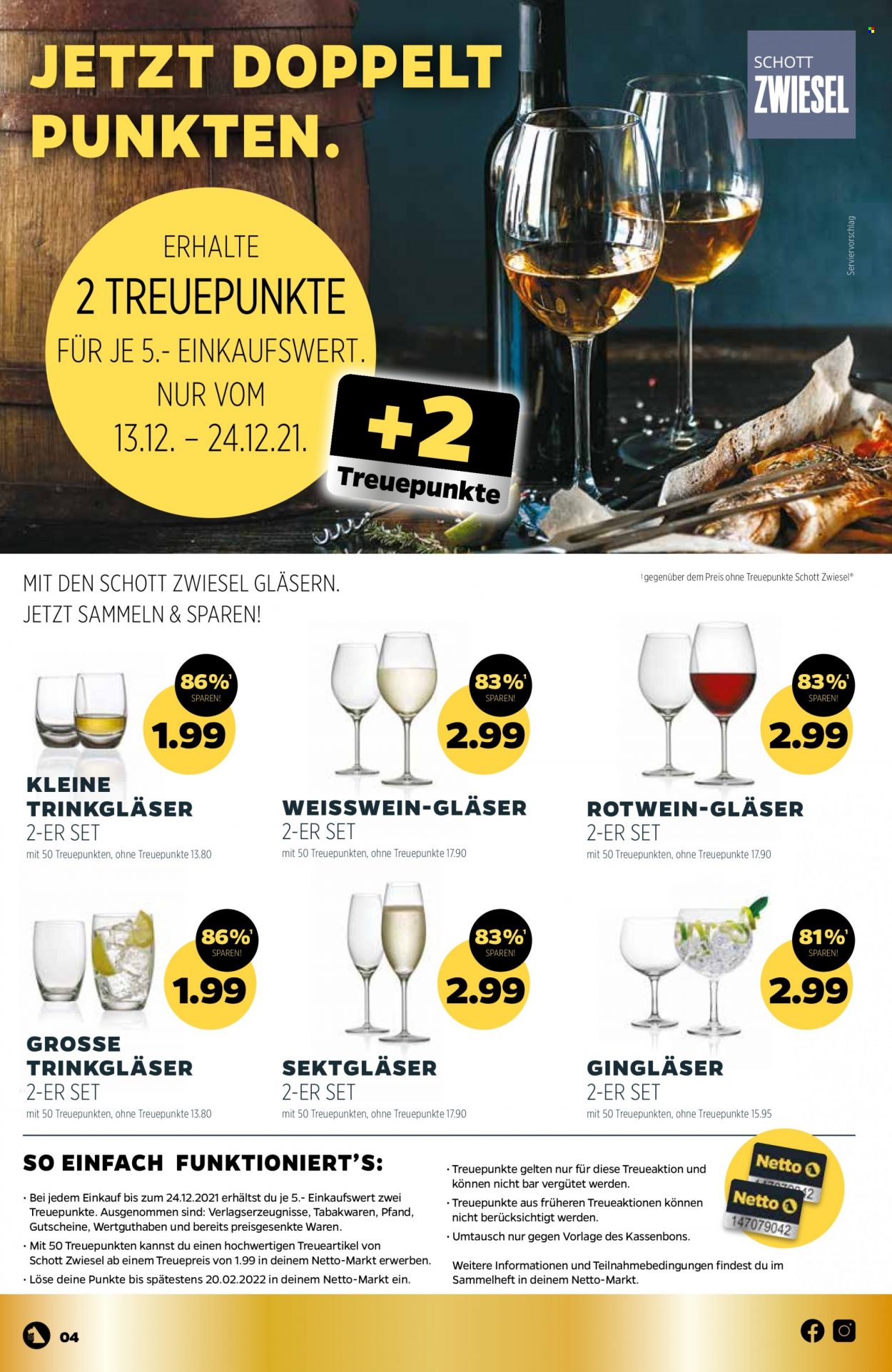 thumbnail - Prospekte Netto - 13.12.2021 - 18.12.2021 - Produkte in Aktion - Alkohol, Wein, Rotwein, Weißwein, Gläser. Seite 4.
