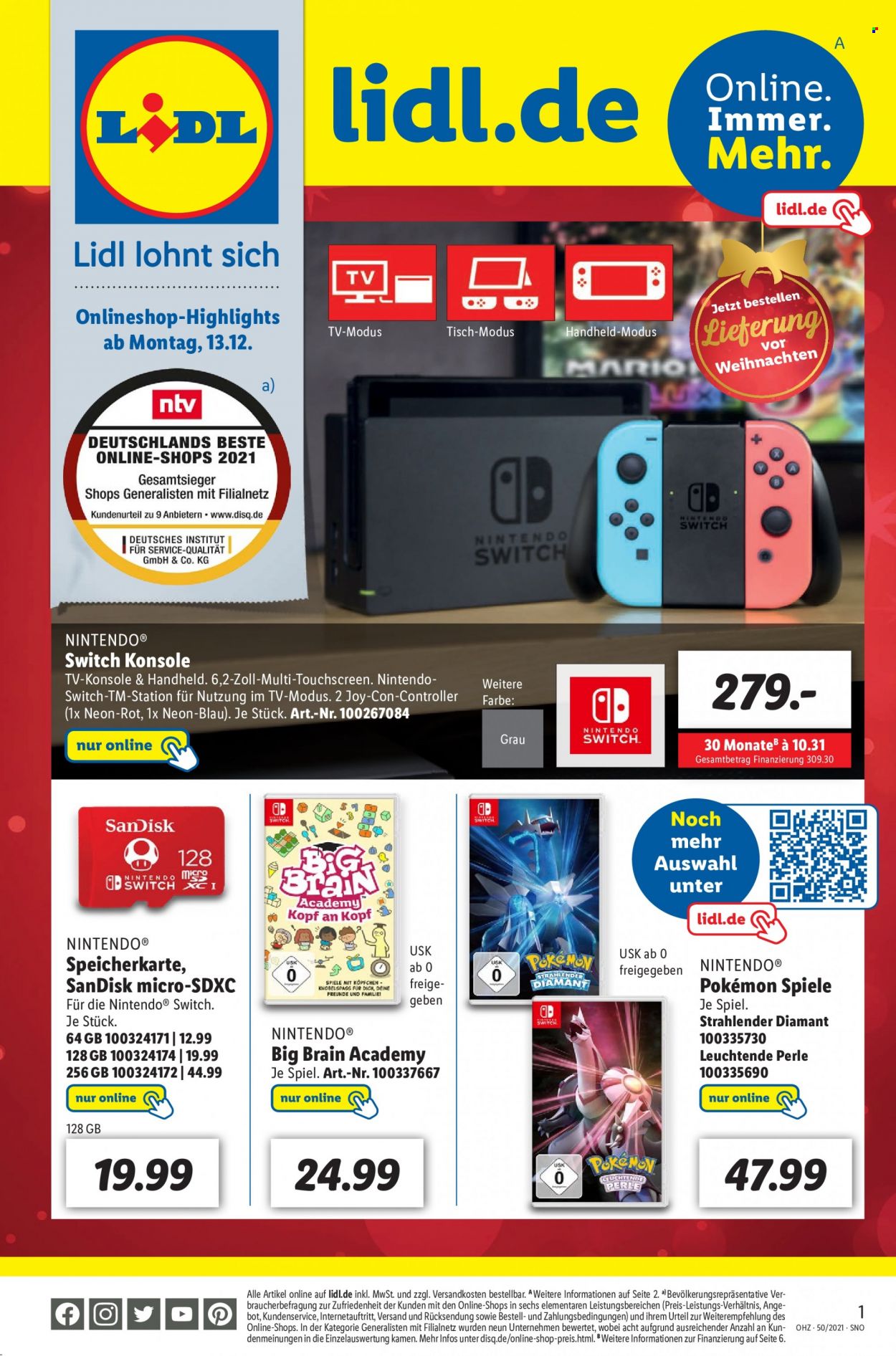 Lidl Prospekte  - 13.12.2021 - 19.12.2021. Seite 1