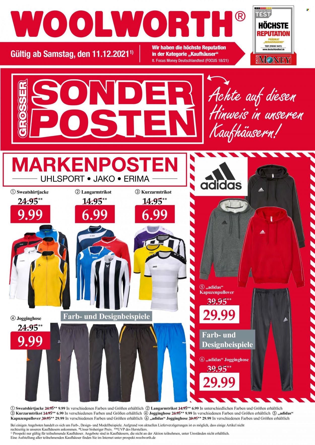 thumbnail - Prospekte Woolworth - 11.12.2021 - 19.12.2021 - Produkte in Aktion - Adidas, Jogginghose, Hose, Pullover. Seite 1.