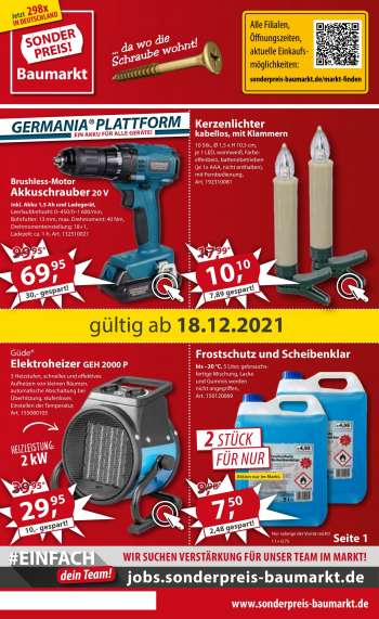 Prospekte Sonderpreis-Baumarkt - 18.12.2021 - 24.12.2021.
