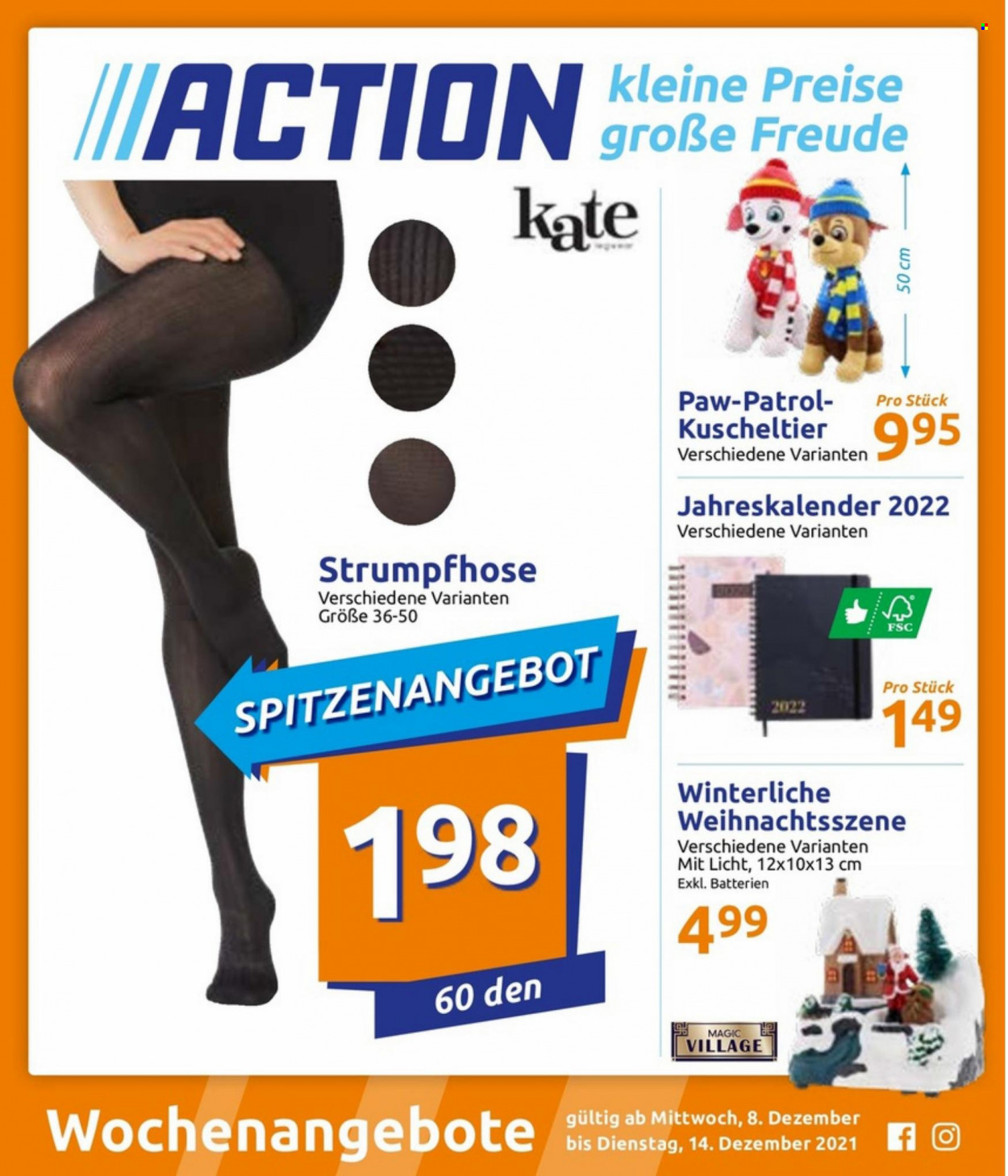 thumbnail - Prospekte Action - 8.12.2021 - 14.12.2021 - Produkte in Aktion - Hose, Strumpfhose. Seite 1.
