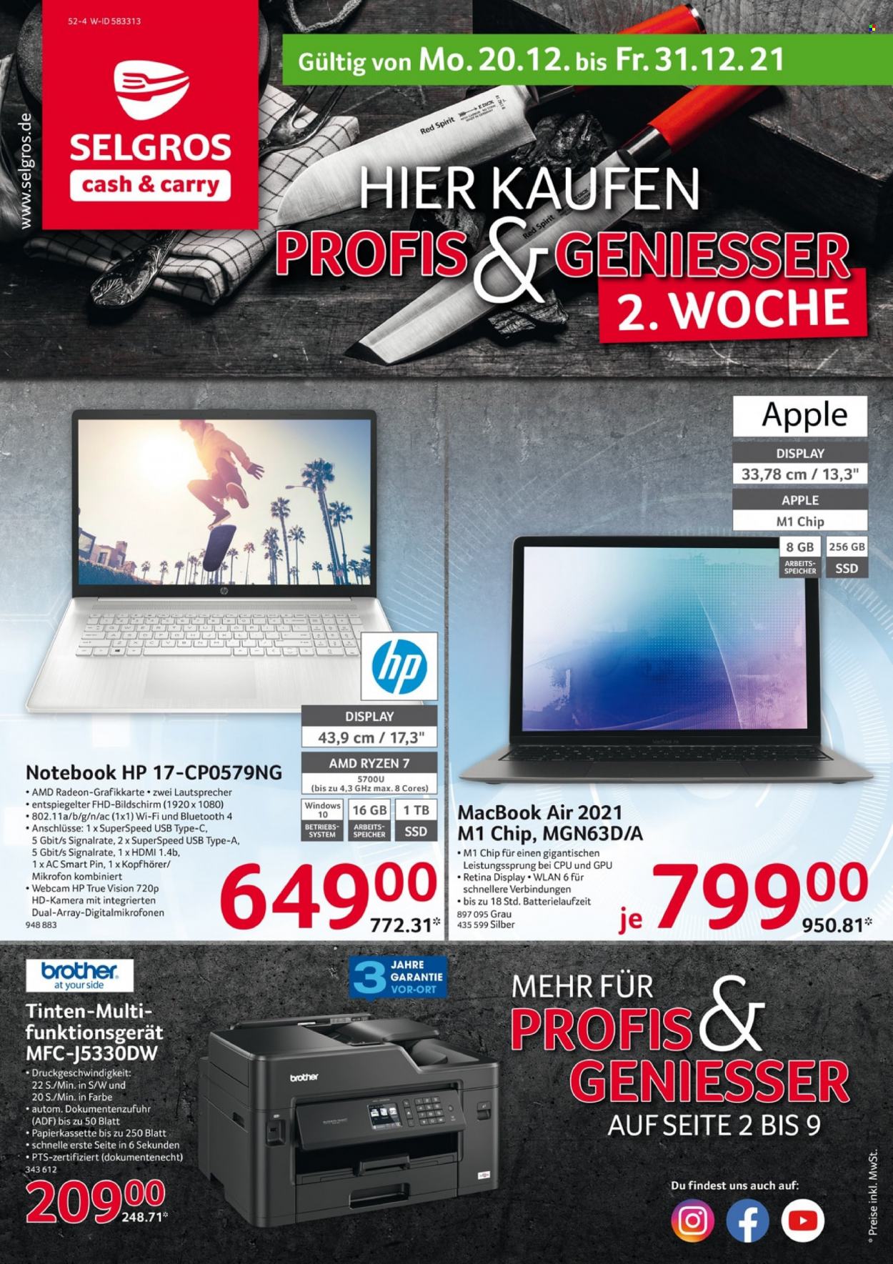 Selgros Prospekte  - 20.12.2021 - 31.12.2021. Seite 1