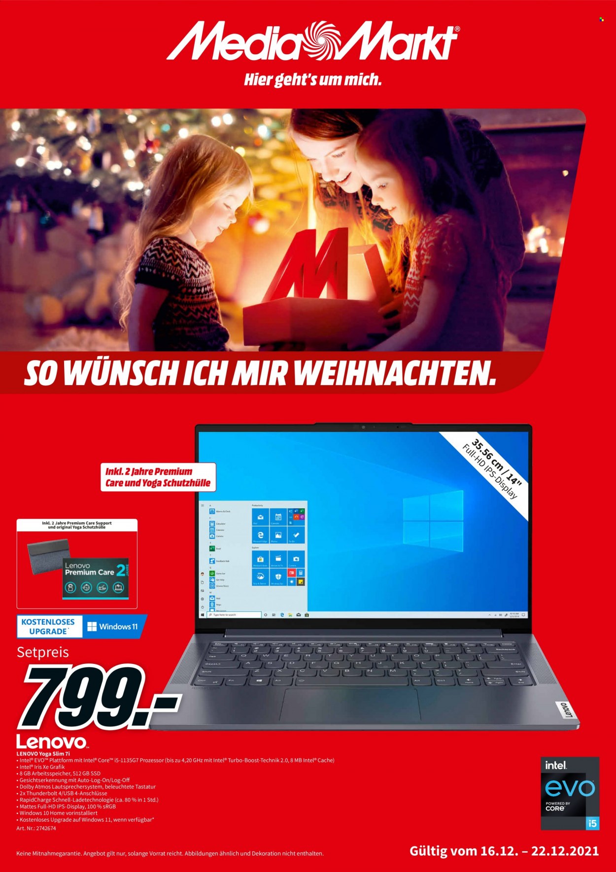 thumbnail - Prospekte MediaMarkt - 16.12.2021 - 22.12.2021 - Produkte in Aktion - Schutzhülle, Lenovo, Tastatur. Seite 1.