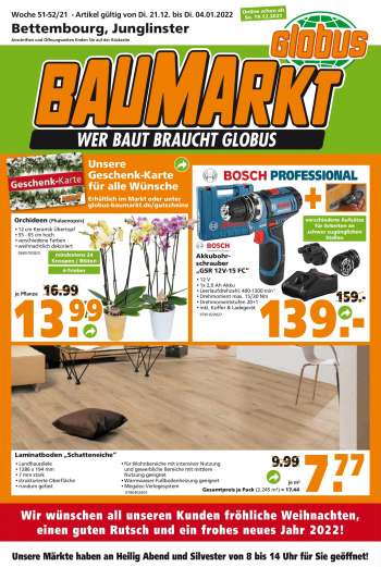 Prospekte Globus Baumarkt - 21.12.2021 - 4.01.2022.