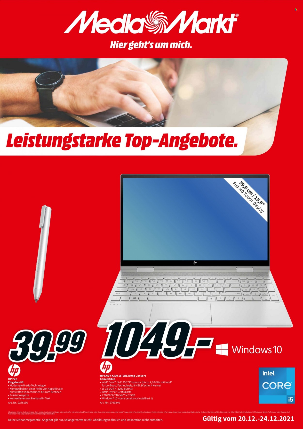 MediaMarkt Prospekte  - 20.12.2021 - 24.12.2021. Seite 1