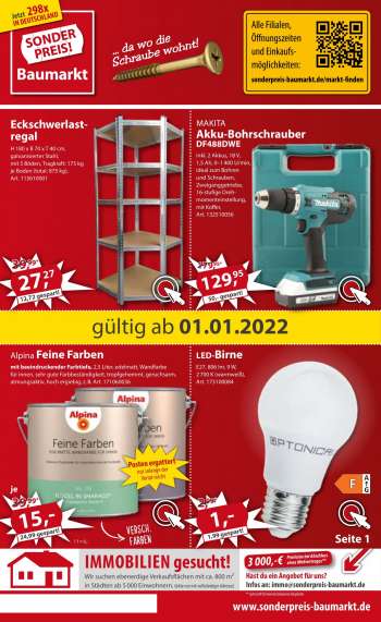 Prospekte Sonderpreis-Baumarkt - 1.01.2022 - 7.01.2022.