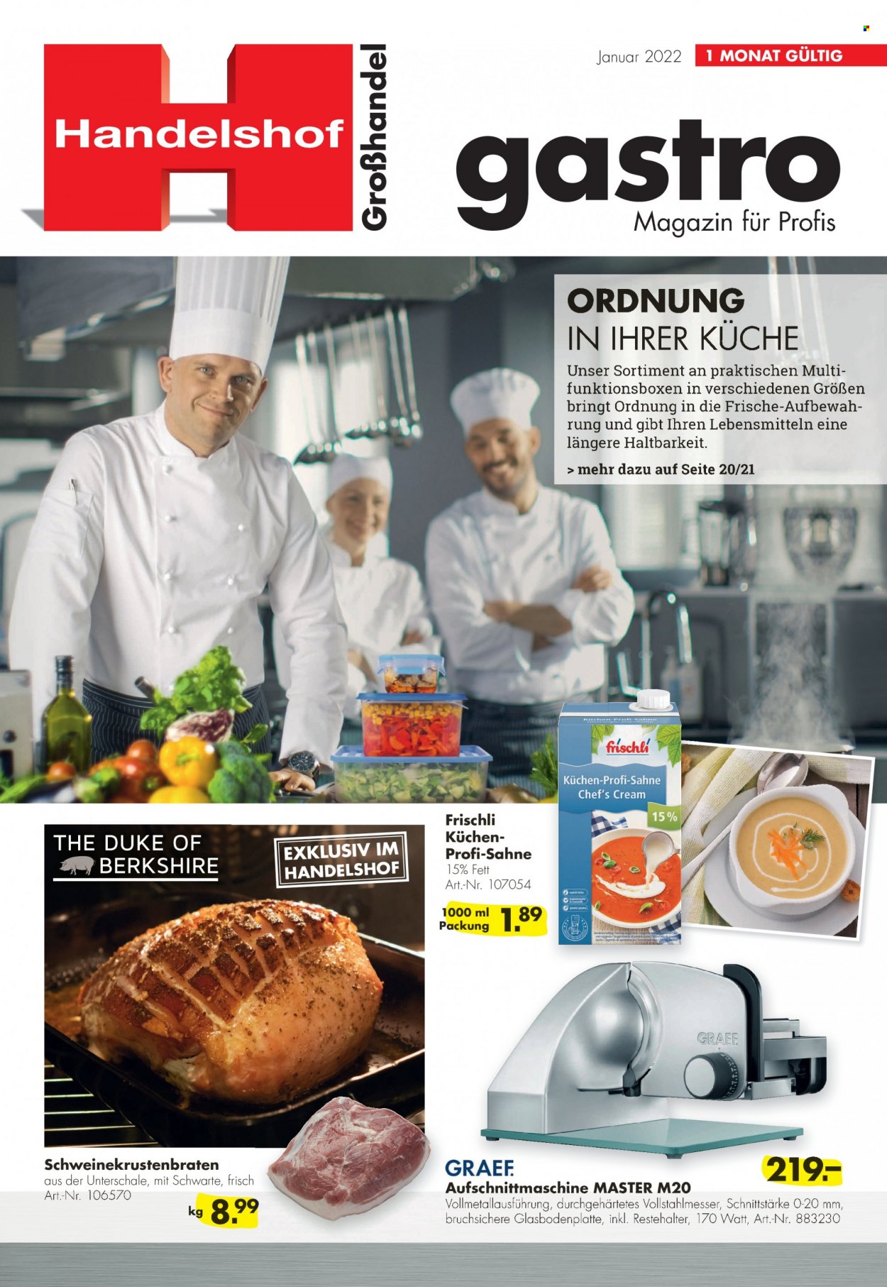 thumbnail - Prospekte Handelshof - 1.01.2022 - 31.01.2022 - Produkte in Aktion - Frischli, Sahne, Küchen. Seite 1.