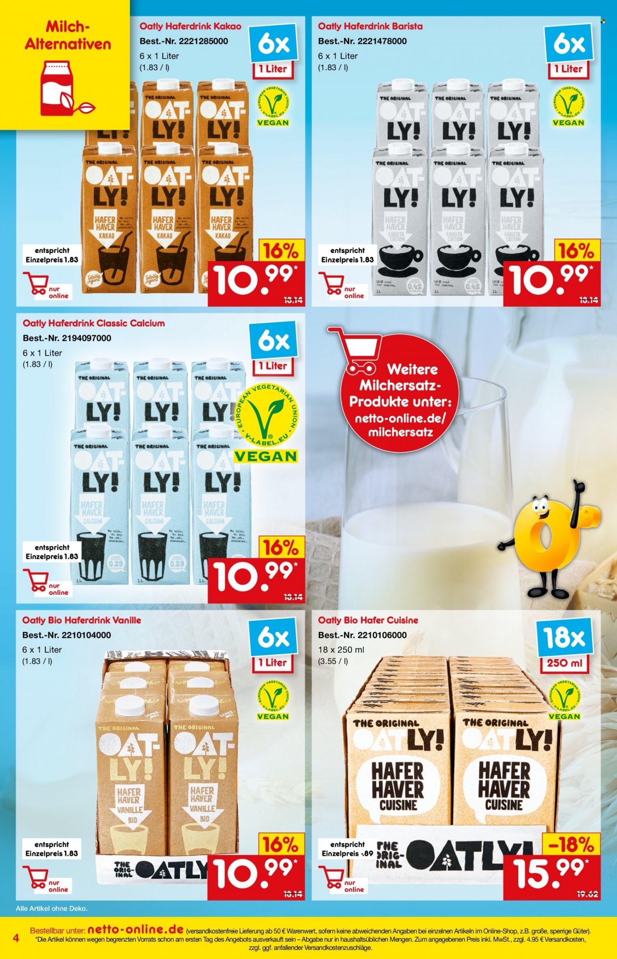 thumbnail - Prospekte Netto Marken-Discount - 1.01.2022 - 31.01.2022 - Produkte in Aktion - Haferdrink, Pflanzliche Drink, Kakao, Calcium. Seite 4.