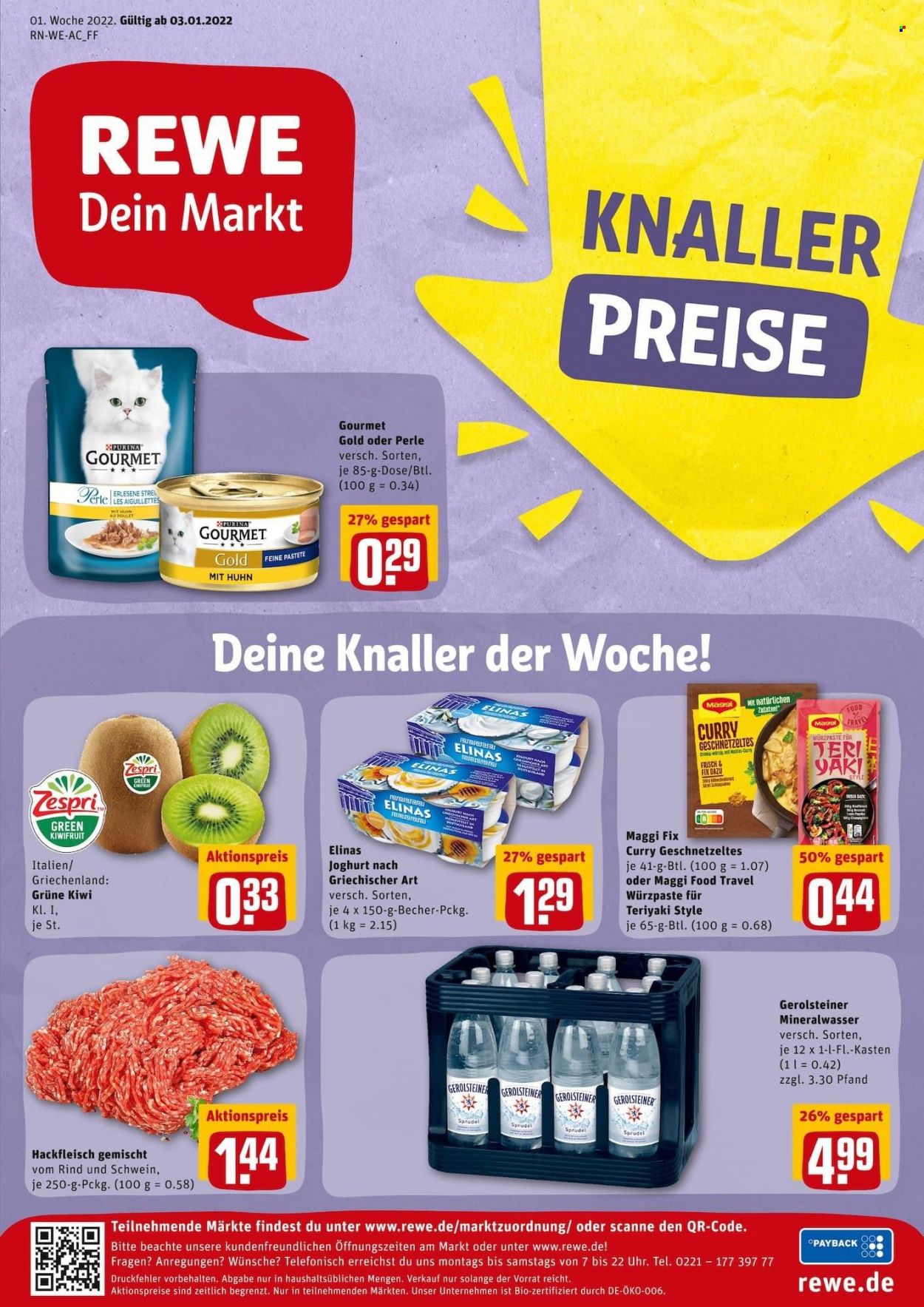 REWE Prospekte  - 3.01.2022 - 8.01.2022. Seite 1