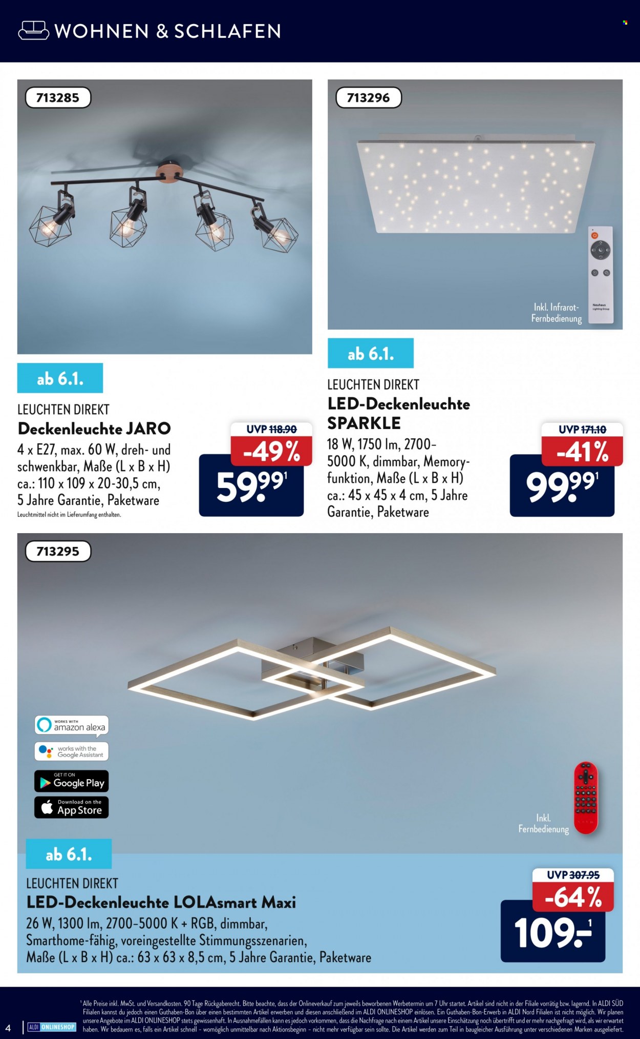thumbnail - Prospekte ALDI Nord - Produkte in Aktion - Deckenleuchte, LED-Deckenleuchte. Seite 4.