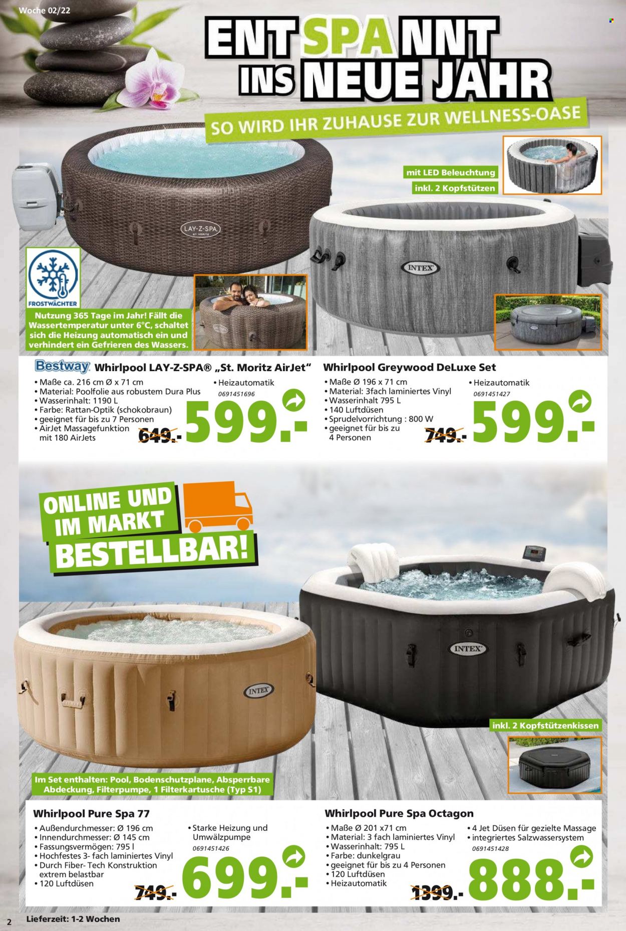 thumbnail - Prospekte Globus Baumarkt - 10.01.2022 - 15.01.2022 - Produkte in Aktion - Wasserfilter, Pool, Outdoor Whirlpool, Bestway. Seite 2.