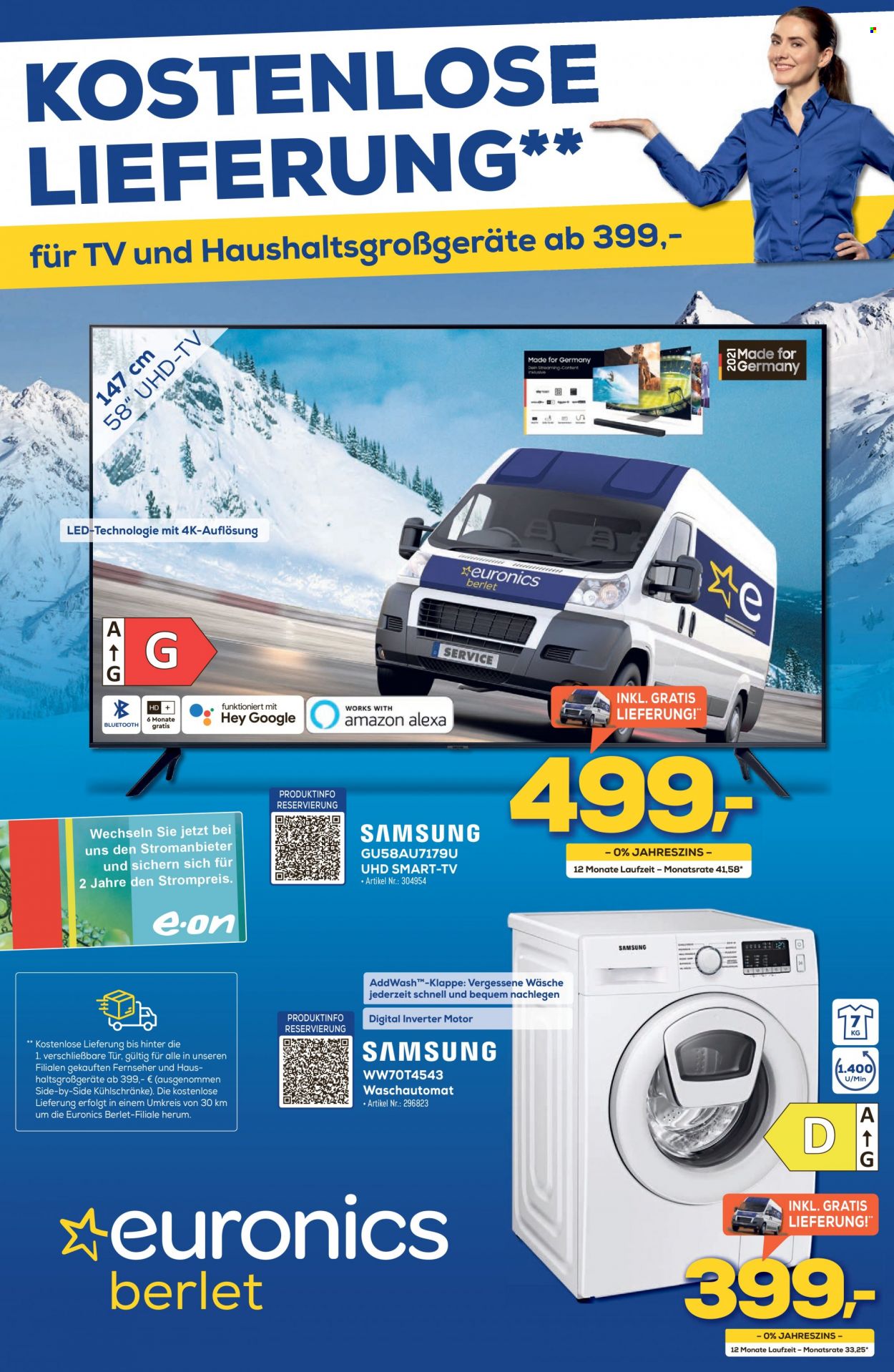 thumbnail - Prospekte Euronics - 11.01.2022 - 18.01.2022 - Produkte in Aktion - Samsung, UHD-TV, Smart TV, Kühlschrank, Waschmaschine. Seite 1.