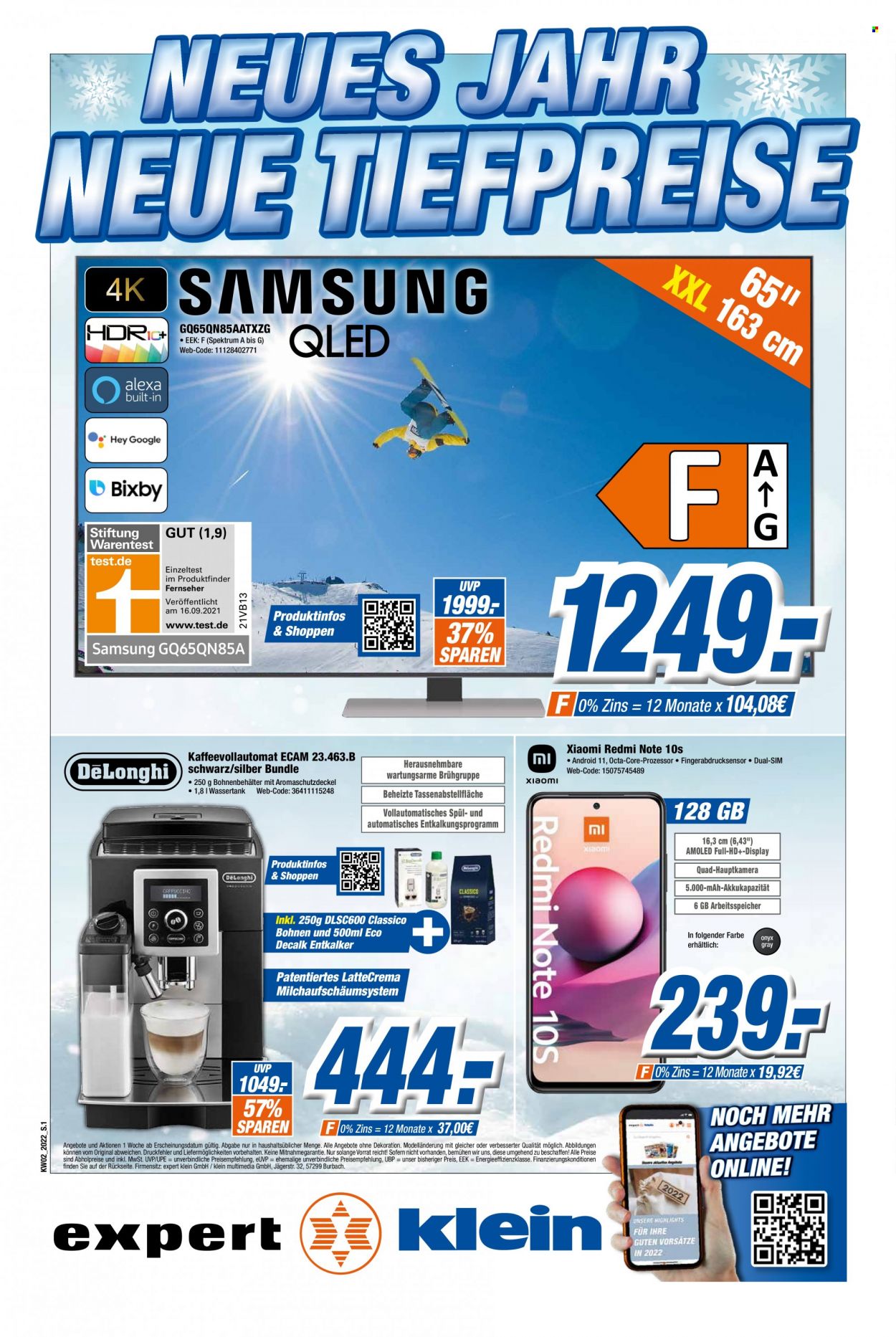Prospekte Expert - 10.01.2022 - 16.01.2022 - Produkte in Aktion - Samsung, Kaffeeautomat. Seite 1.