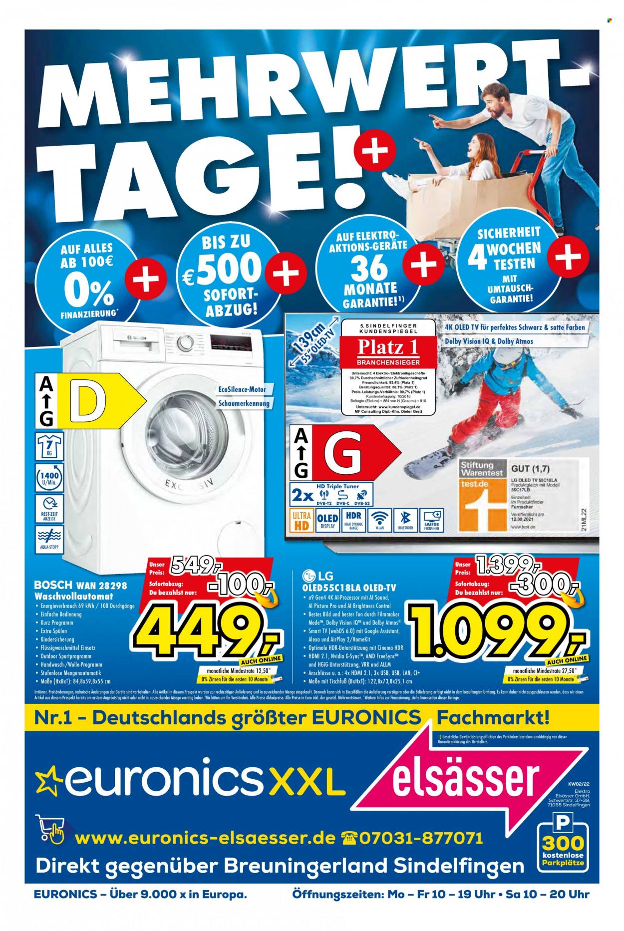 thumbnail - Prospekte Euronics - 12.01.2022 - 18.01.2022 - Produkte in Aktion - Bosch, LG, Oled-TV, Smart TV. Seite 1.