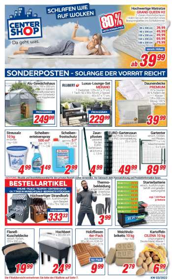 Prospekte CENTERSHOP - 17.01.2022 - 22.01.2022.