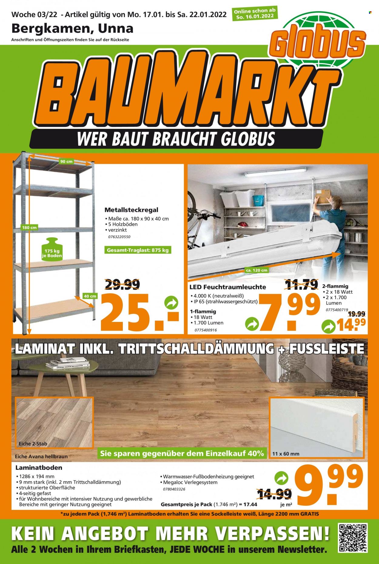 Globus Baumarkt Prospekte  - 17.01.2022 - 22.01.2022. Seite 1