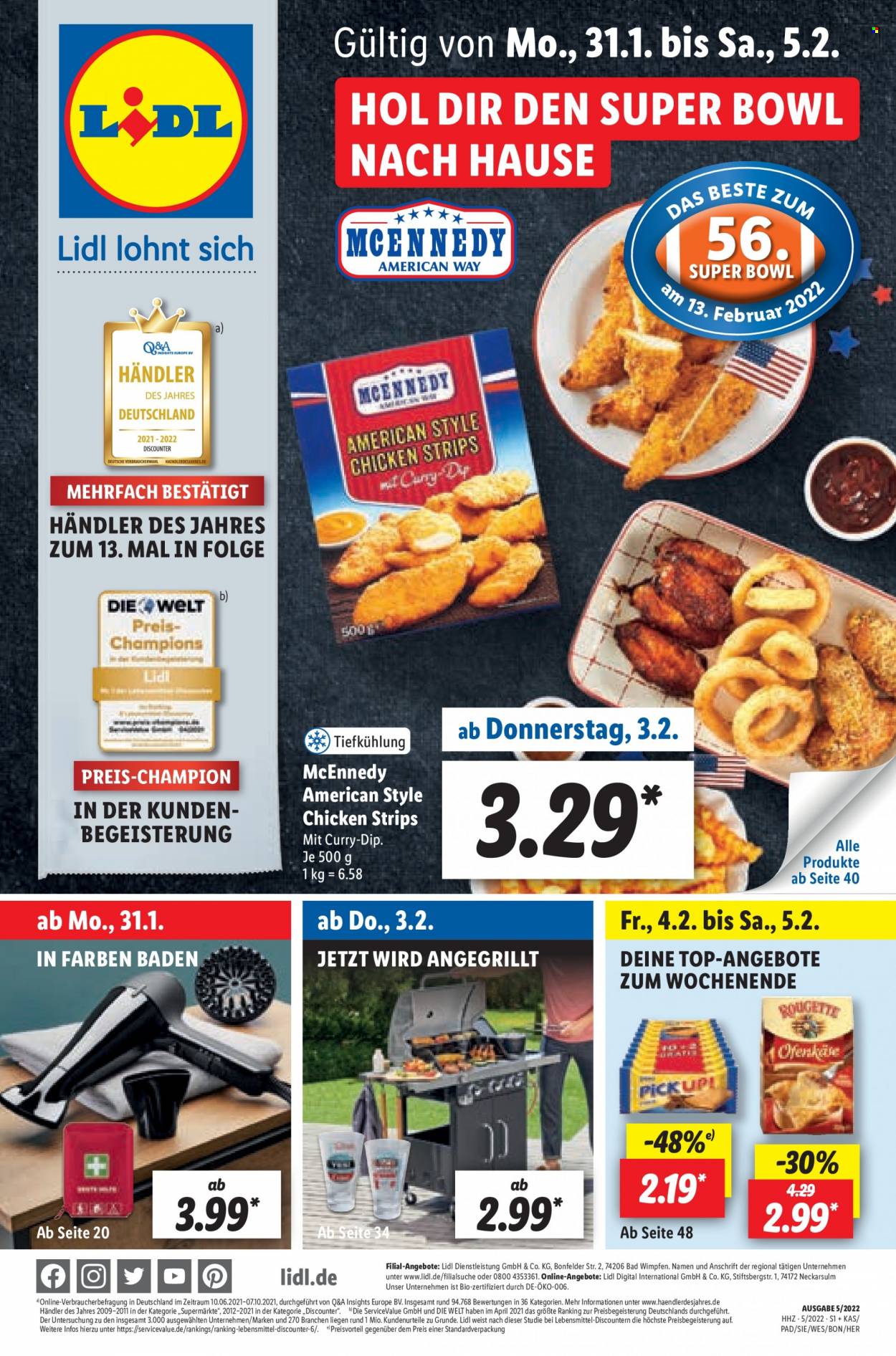 thumbnail - Prospekte Lidl - 31.01.2022 - 5.02.2022 - Produkte in Aktion - Käse, Rougette, Ofenkäse. Seite 1.