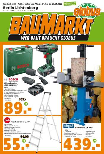 Prospekte Globus Baumarkt - 24.01.2022 - 29.01.2022.