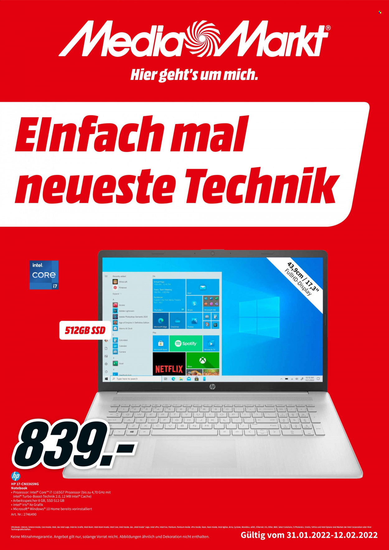 MediaMarkt Prospekte  - 31.01.2022 - 12.02.2022. Seite 1