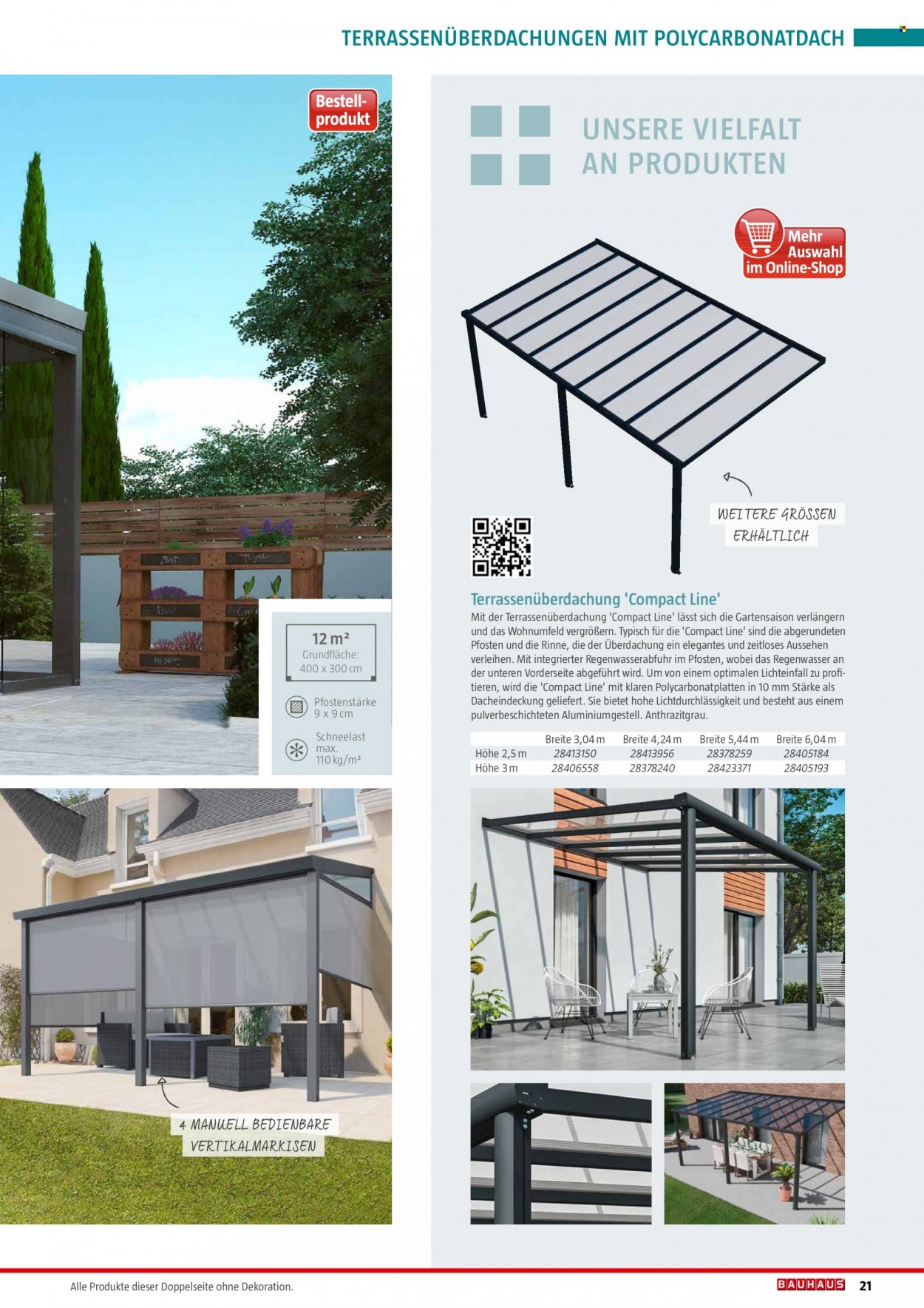 thumbnail - Prospekte Bauhaus - 6.02.2022 - 31.12.2022 - Produkte in Aktion - Terrassenüberdachung, Dekoration. Seite 21.