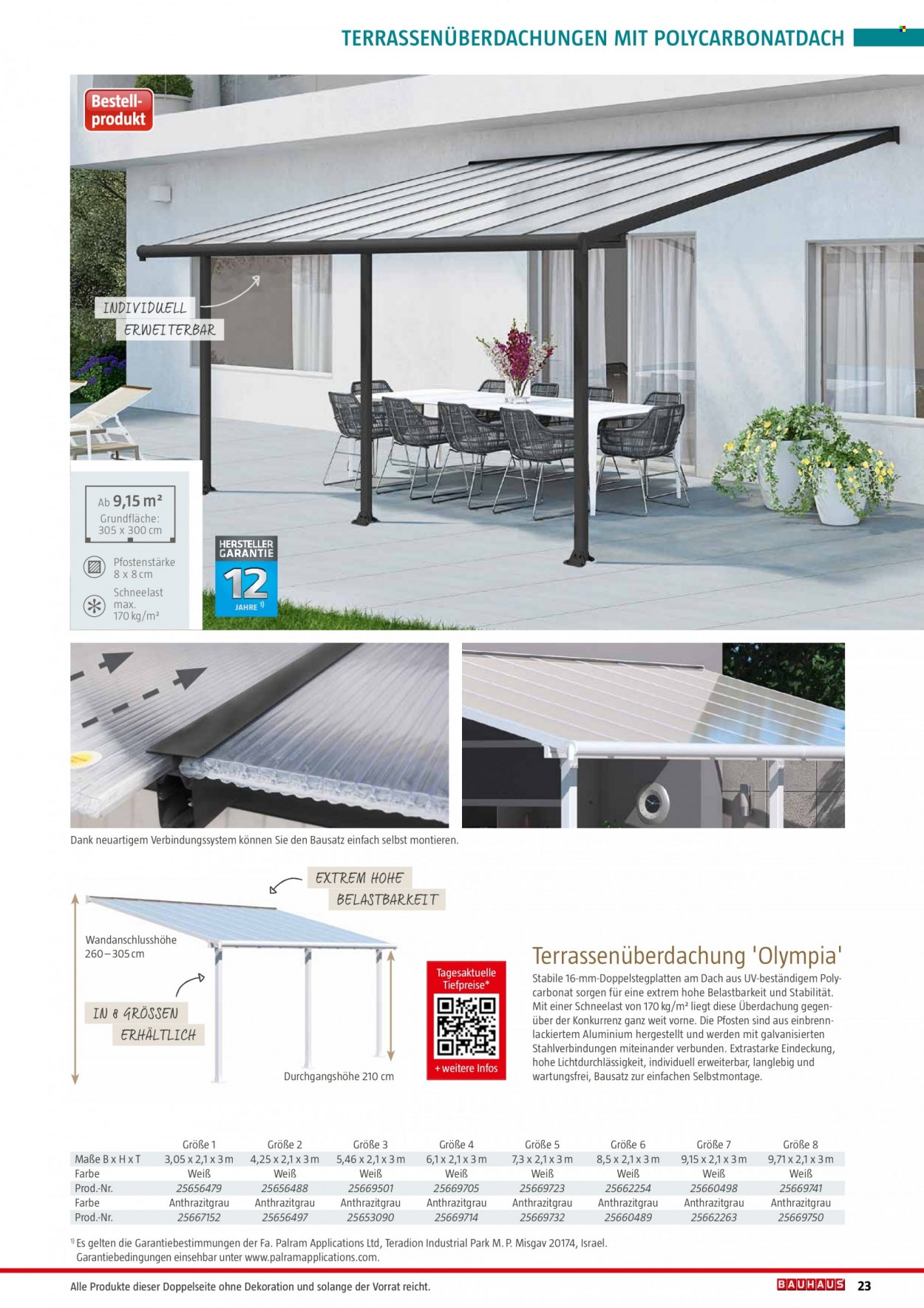 thumbnail - Prospekte Bauhaus - 6.02.2022 - 31.12.2022 - Produkte in Aktion - Terrassenüberdachung, Dekoration. Seite 23.