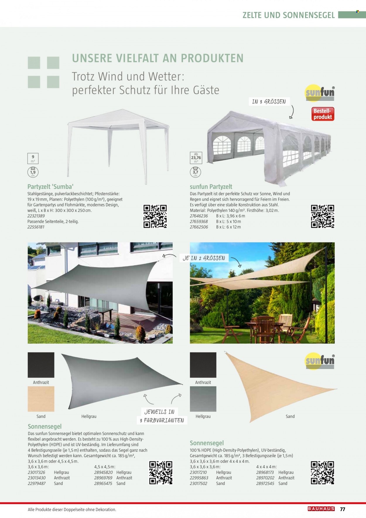 thumbnail - Prospekte Bauhaus - 6.02.2022 - 31.12.2022 - Produkte in Aktion - Dekoration, Sonnenschutz, Sonnensegel. Seite 77.