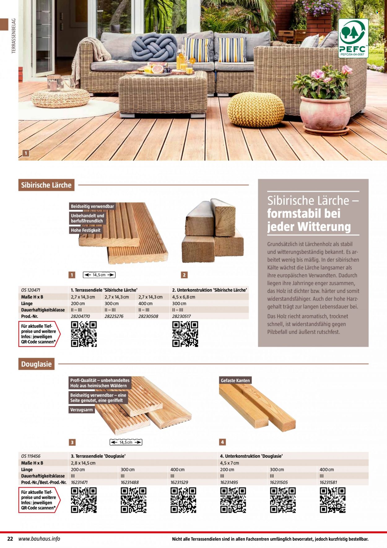 thumbnail - Prospekte Bauhaus - 6.02.2022 - 30.06.2022 - Produkte in Aktion - Holz. Seite 22.