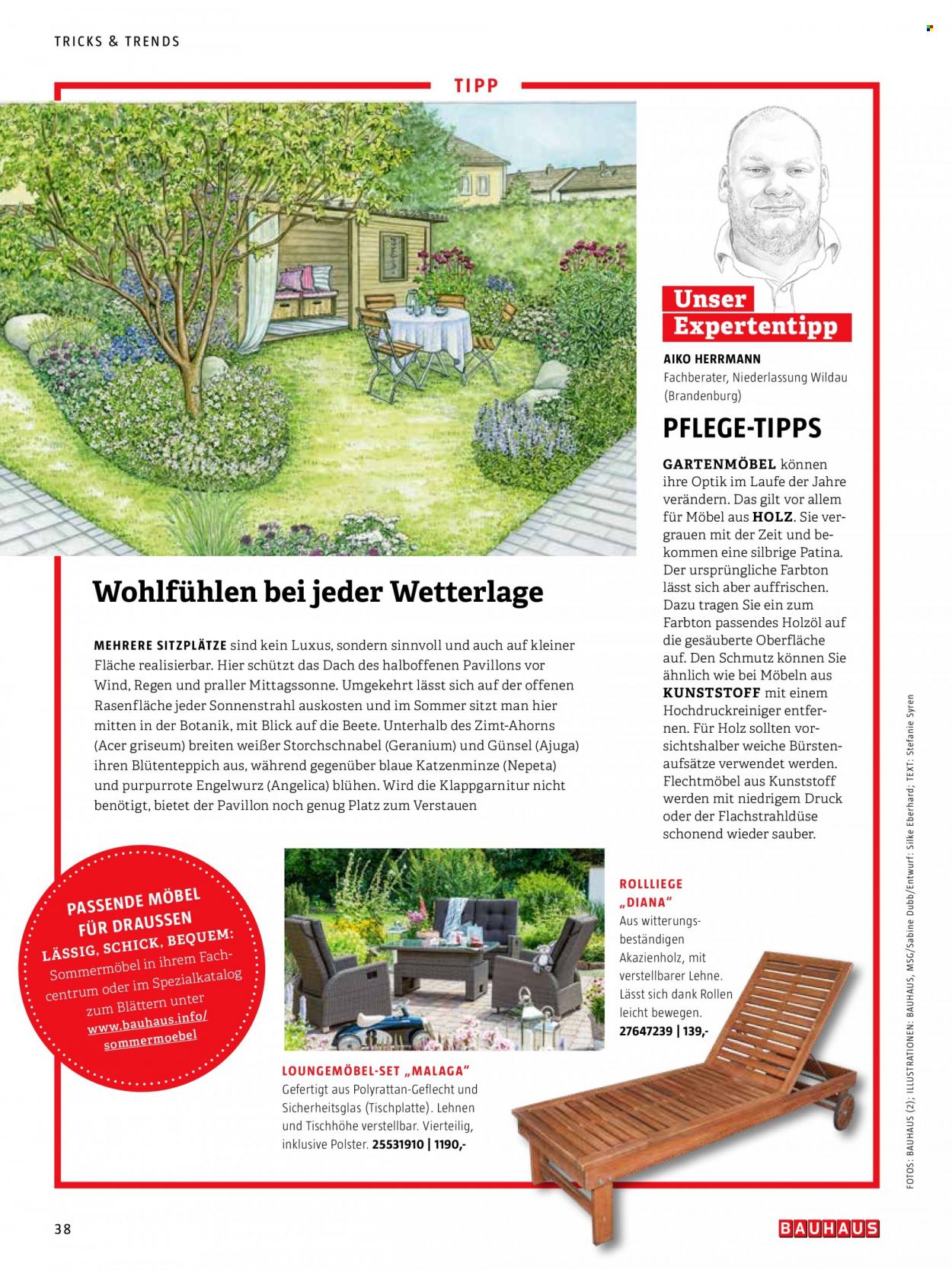 thumbnail - Prospekte Bauhaus - Produkte in Aktion - Hochdruckreiniger, Gartenmöbel. Seite 38.