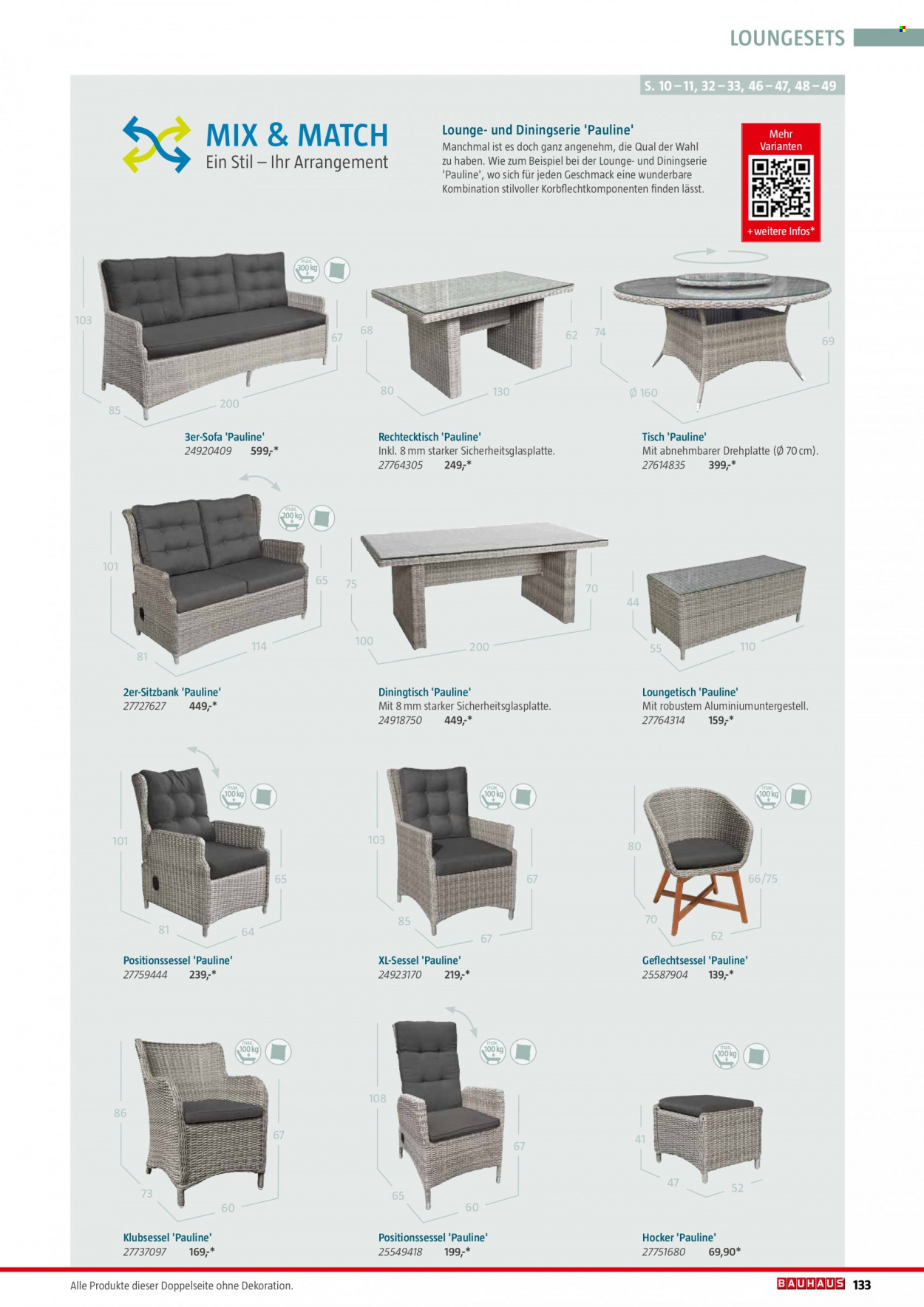 thumbnail - Prospekte Bauhaus - 6.02.2022 - 30.06.2022 - Produkte in Aktion - Tisch, Hocker, Sofa, Sessel, Sitzbank, Dekoration. Seite 133.