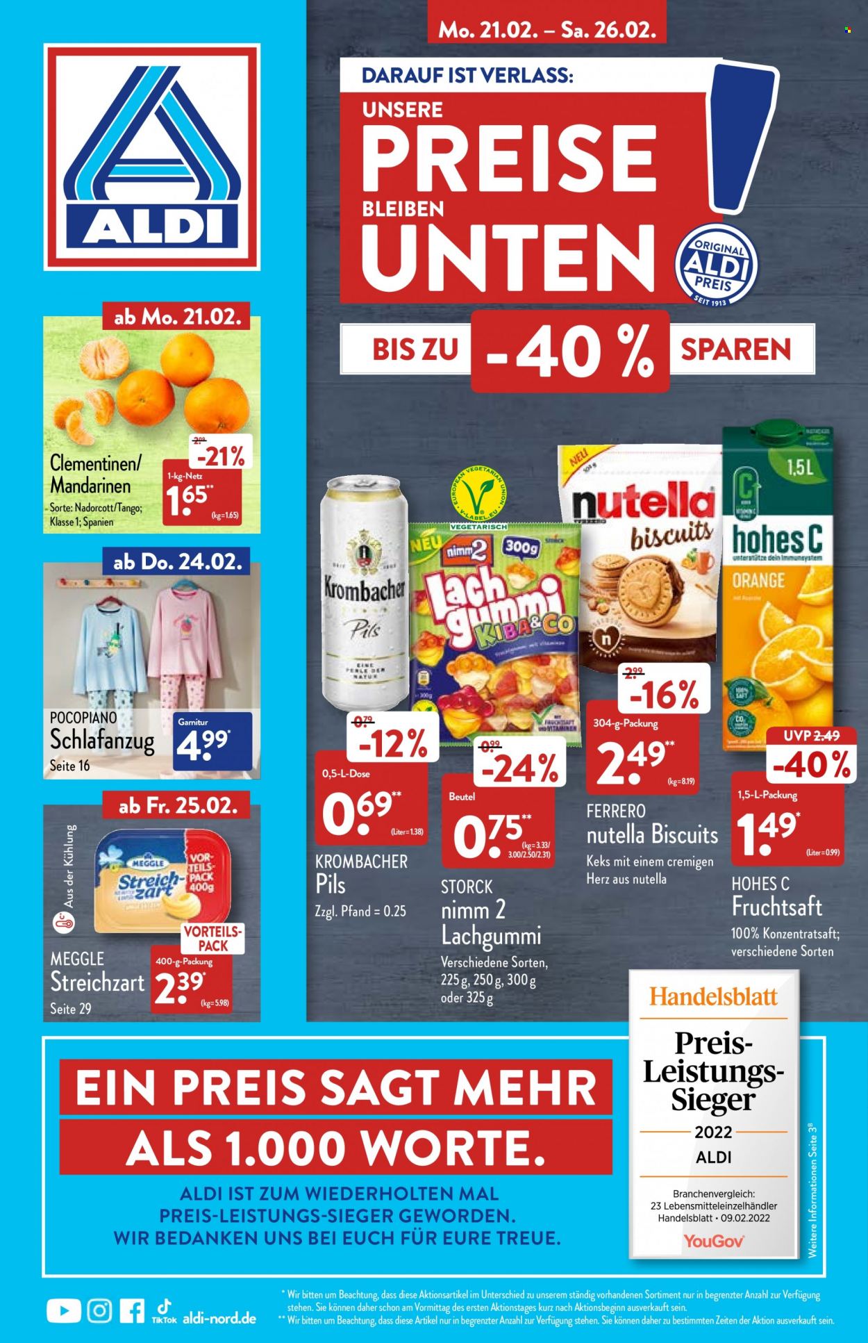 ALDI Nord Prospekte  - 21.02.2022 - 26.02.2022. Seite 1
